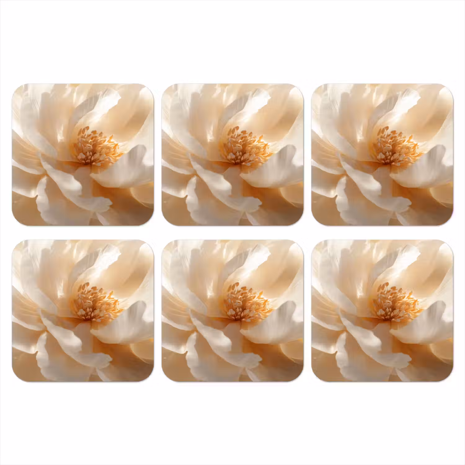 Close up - Pioenroos - Wit onderzetter kurk middel -3d