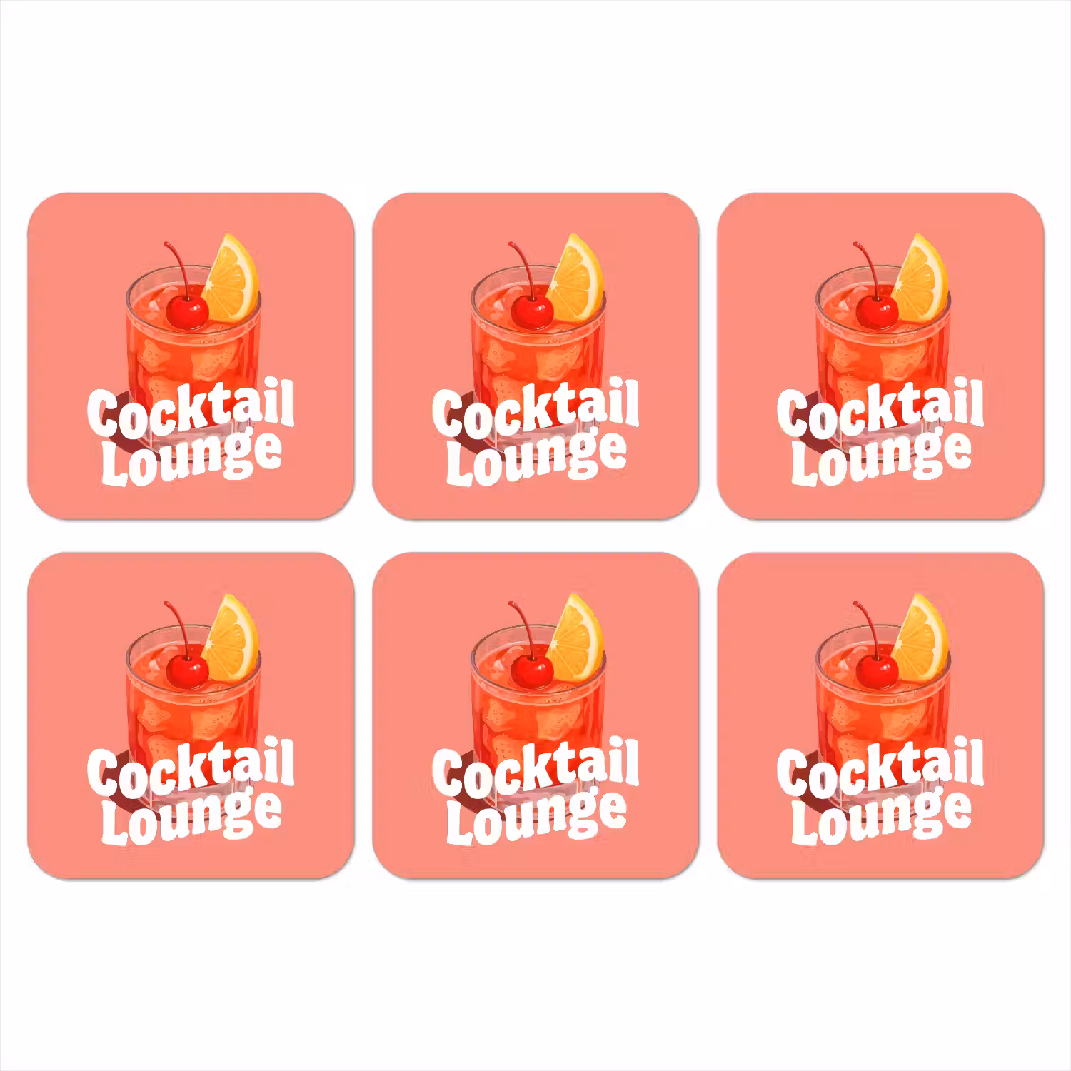 Cocktail Lounge - Glas - Koraal onderzetter kurk middel -3d