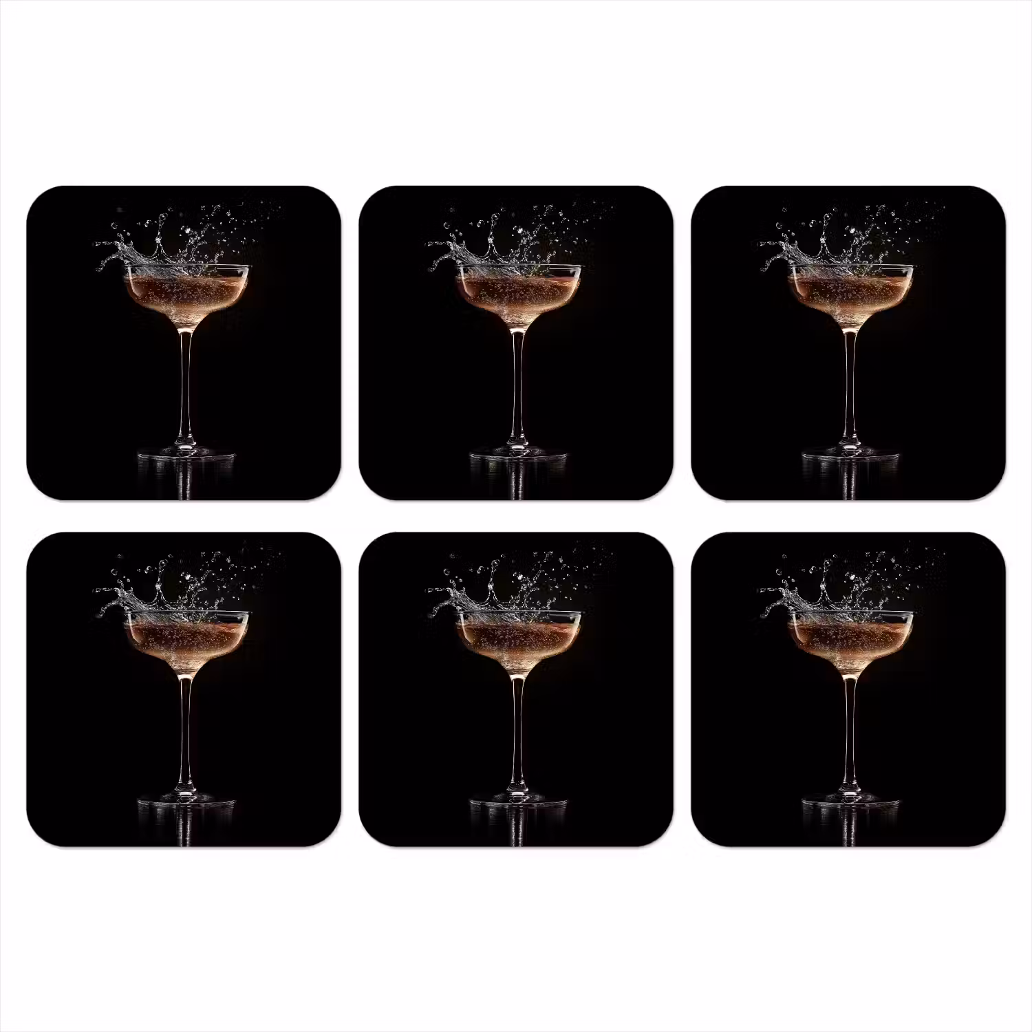 Cocktail - Zwart - Spetters - Glas onderzetter kurk middel -3d