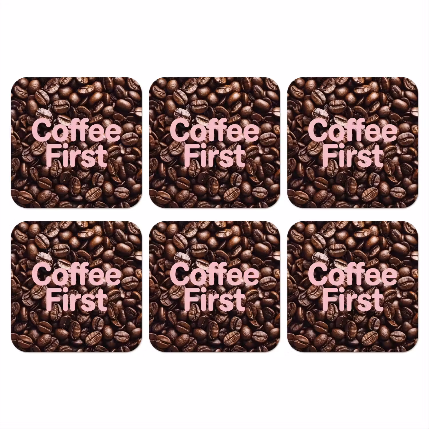 Coffee First - Koffiebonen - Roze onderzetter kurk middel -3d