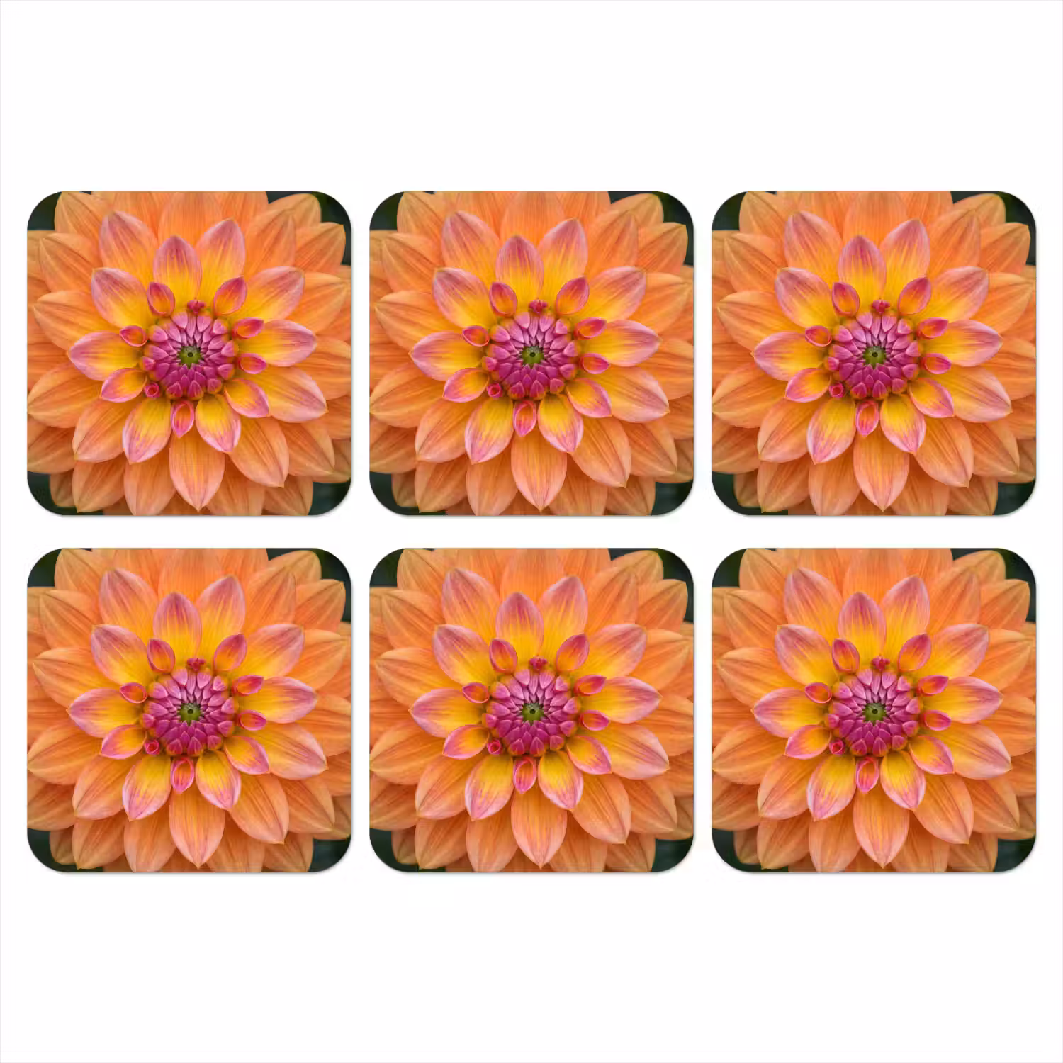 Dahlia - Bloem - Oranje onderzetter kurk middel -3d