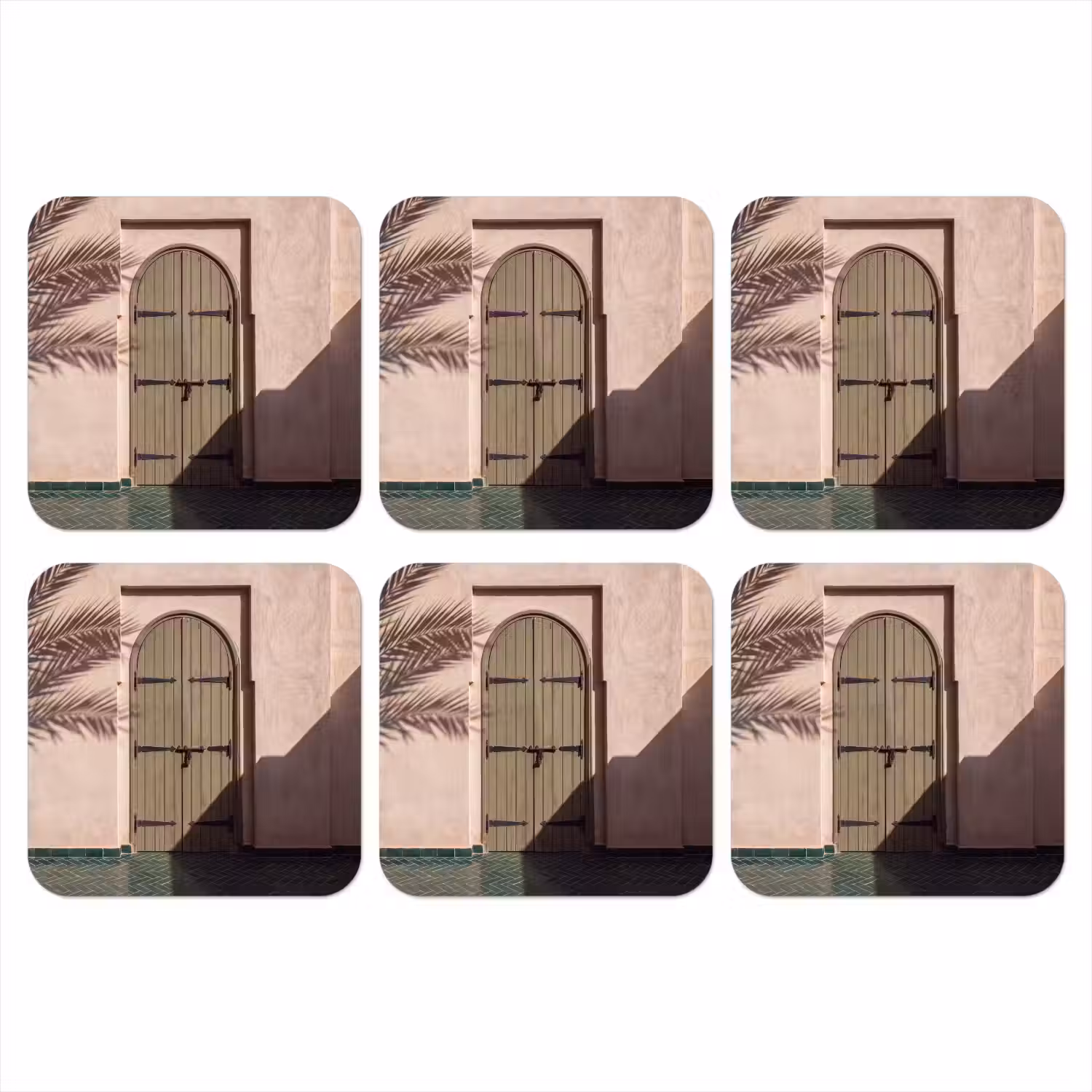 Deur - Hout - Architectuur - Groen - Rustiek onderzetter kurk middel -3d