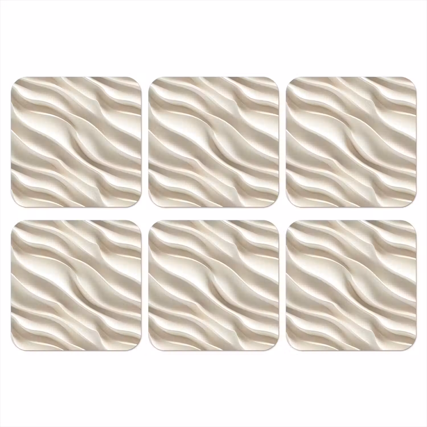 Diagonaal - Golven - Crème onderzetter kurk middel 366 -3d