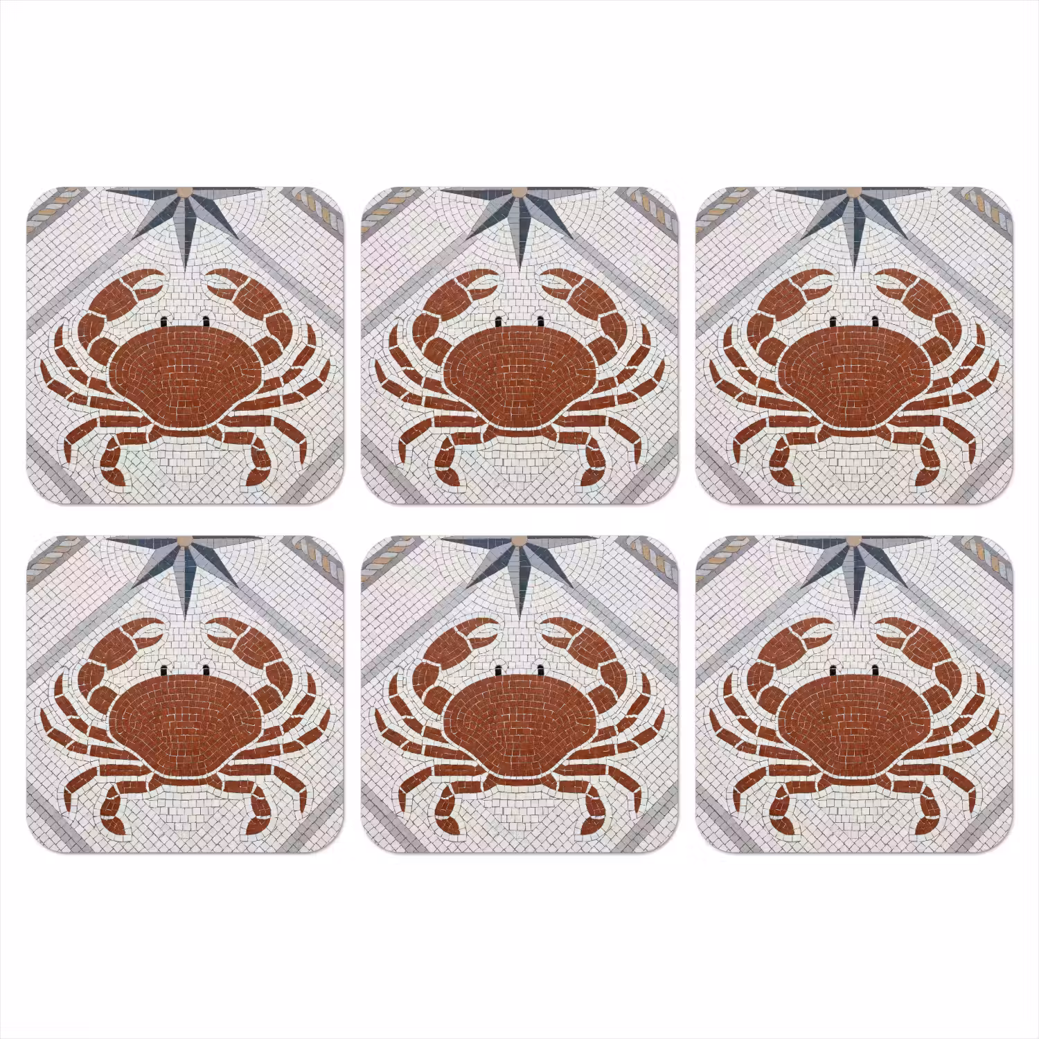Dier - Mozaïek - Zee - Klassiek - Bruin onderzetter kurk middel -3d