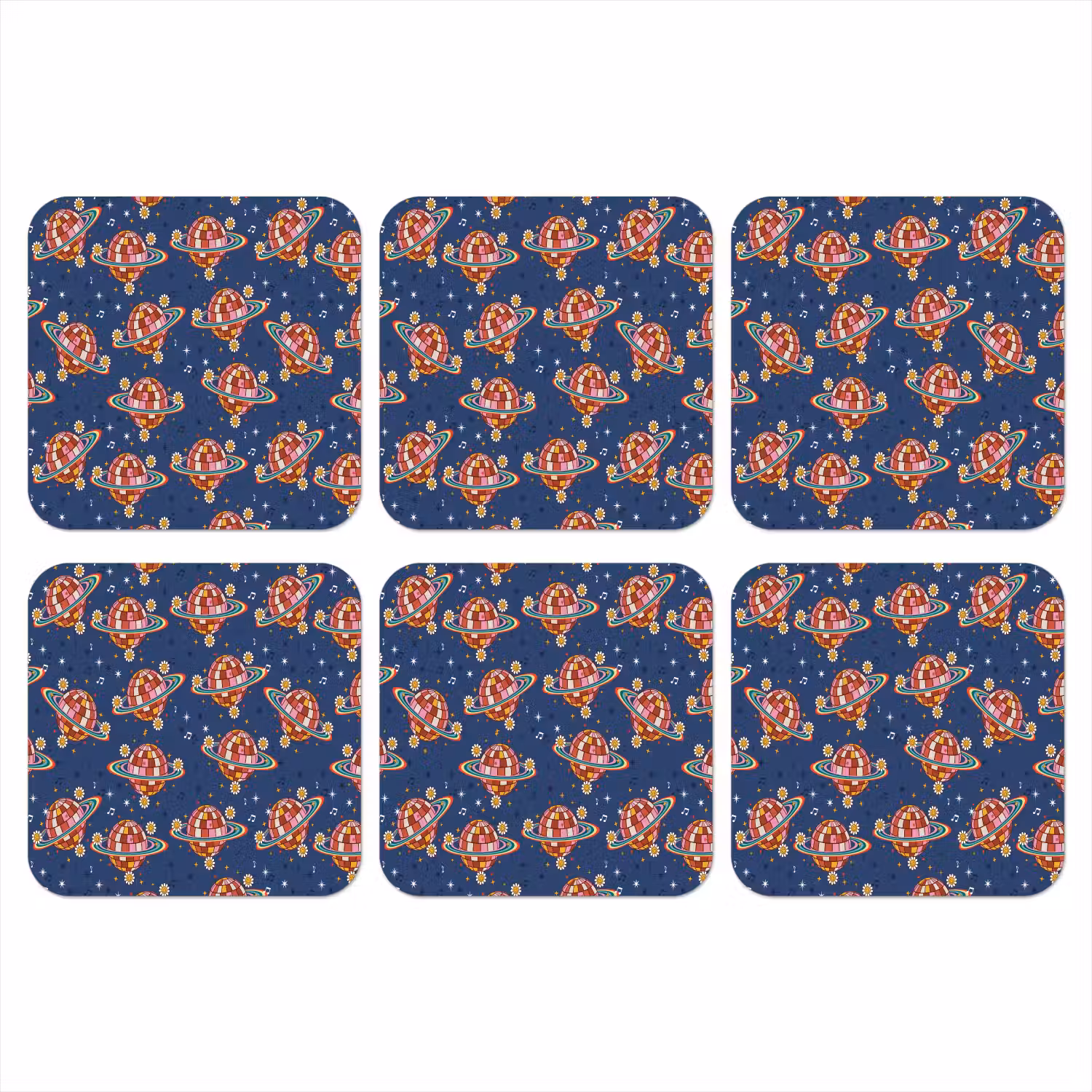 Disco - Blauw - Patroon onderzetter kurk middel 366 -3d