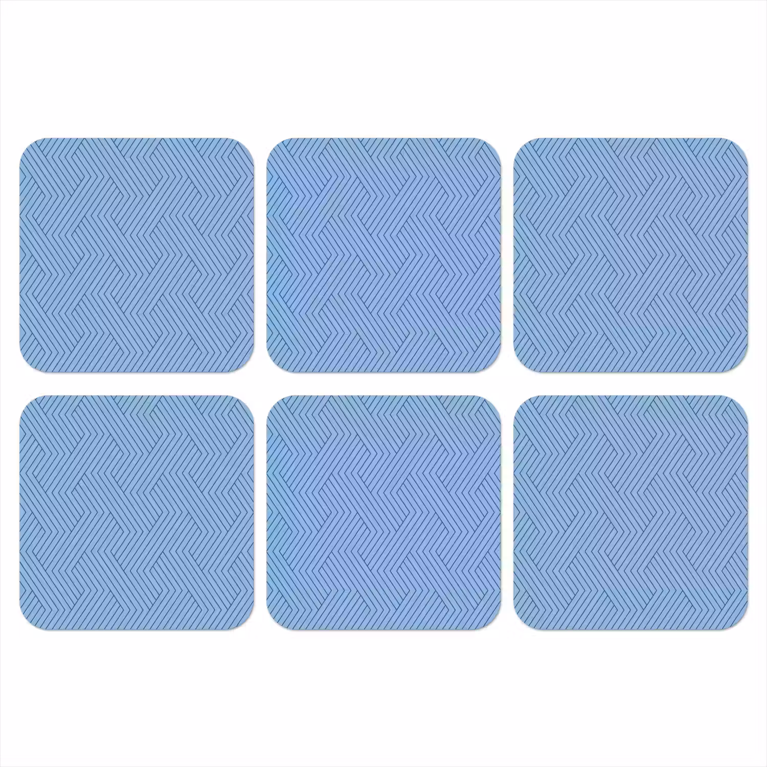 Donkerblauw - Patroon - Lijnen onderzetter kurk middel 366 -3d