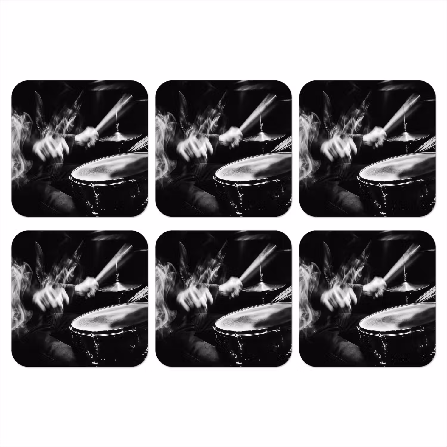 Drummer - Zwart - Drumstel onderzetter kurk middel -3d