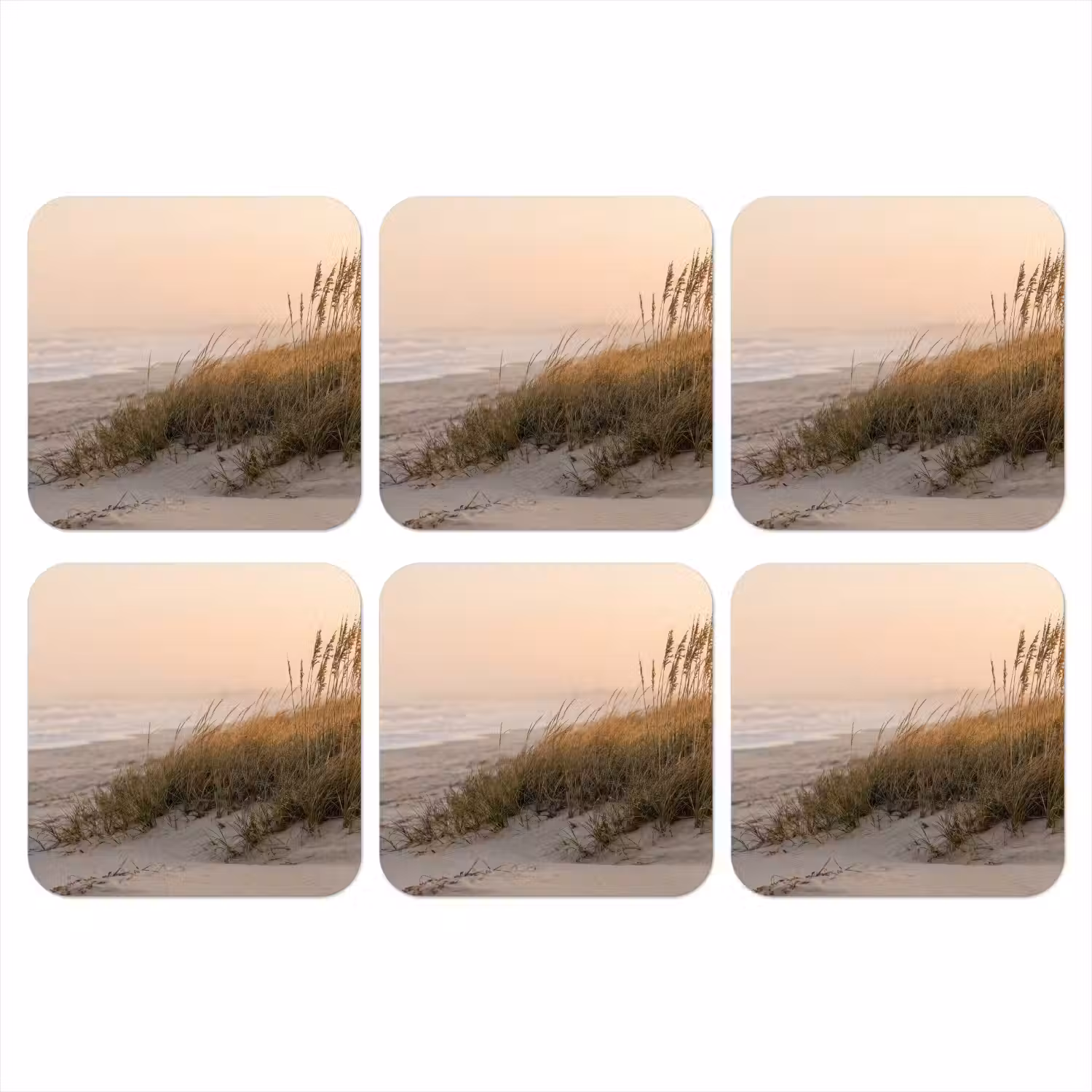 Duinlandschap - Zonsondergang - Strand onderzetter kurk middel -3d