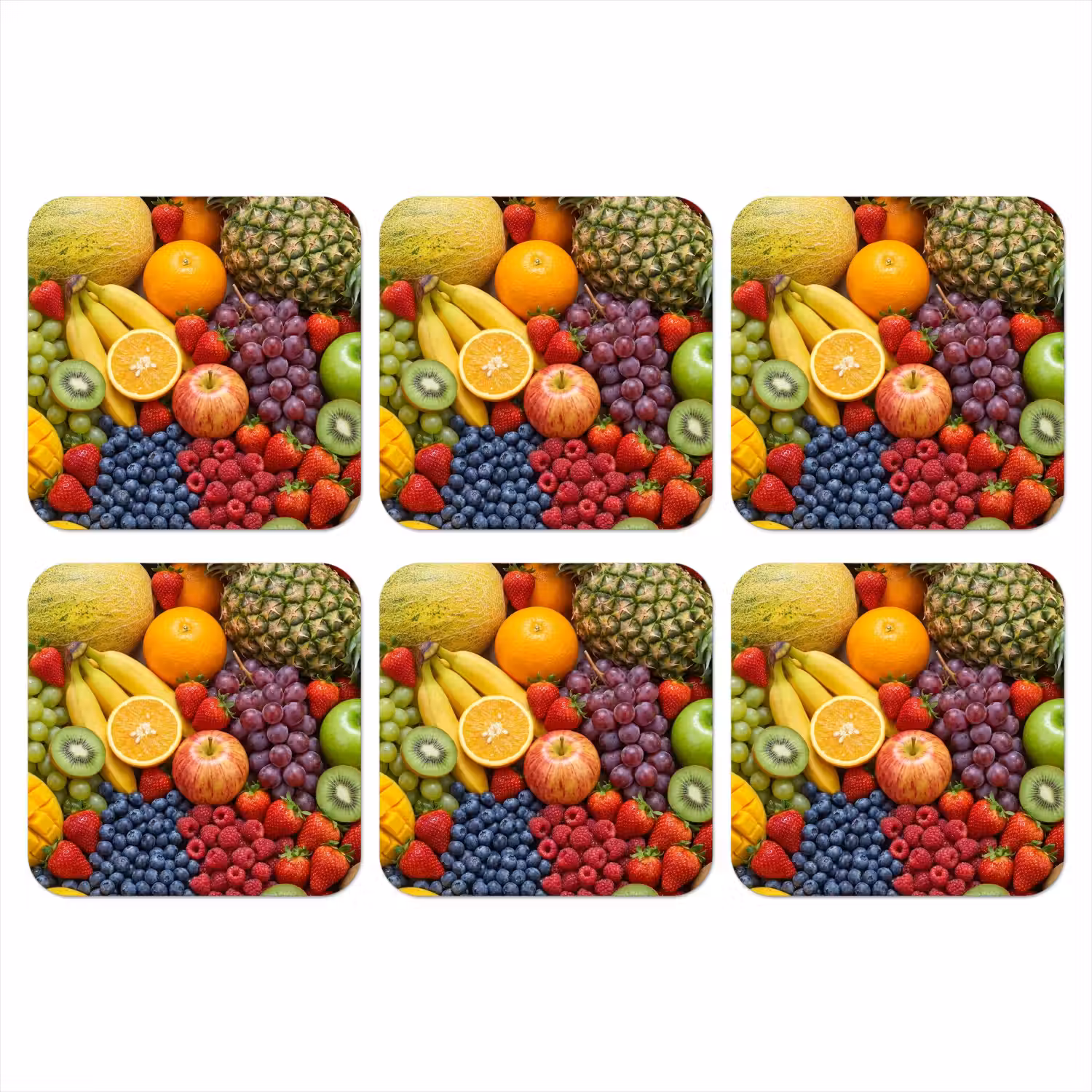 Eten - Fruit - Vers - Kleurrijk - Voeding onderzetter kurk middel -3d
