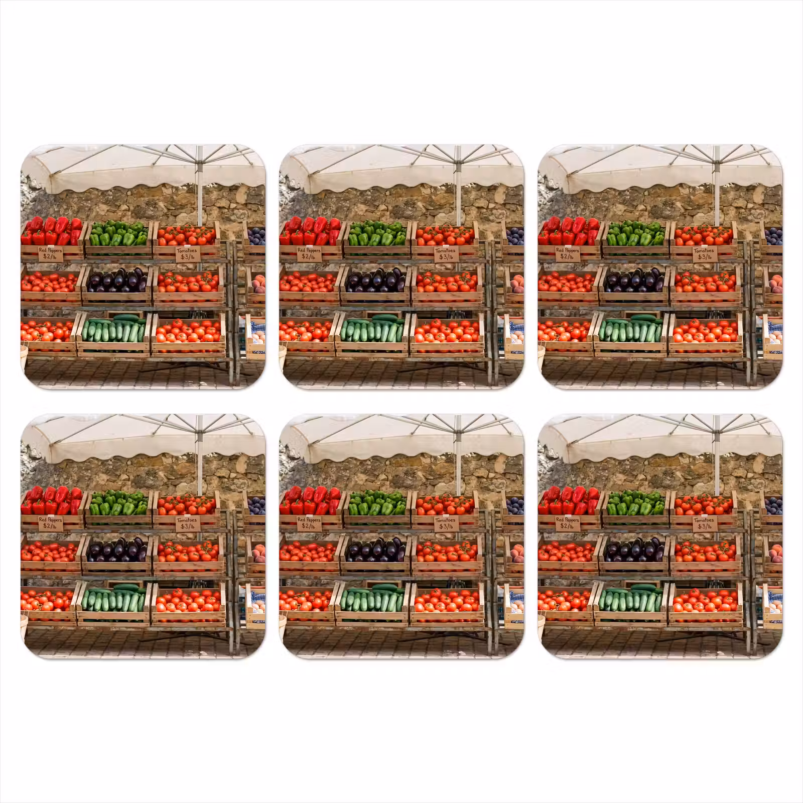 Onderzetter - Eten - Markt - Vers - Eten - Markt - Vers onderzetter kurk middel