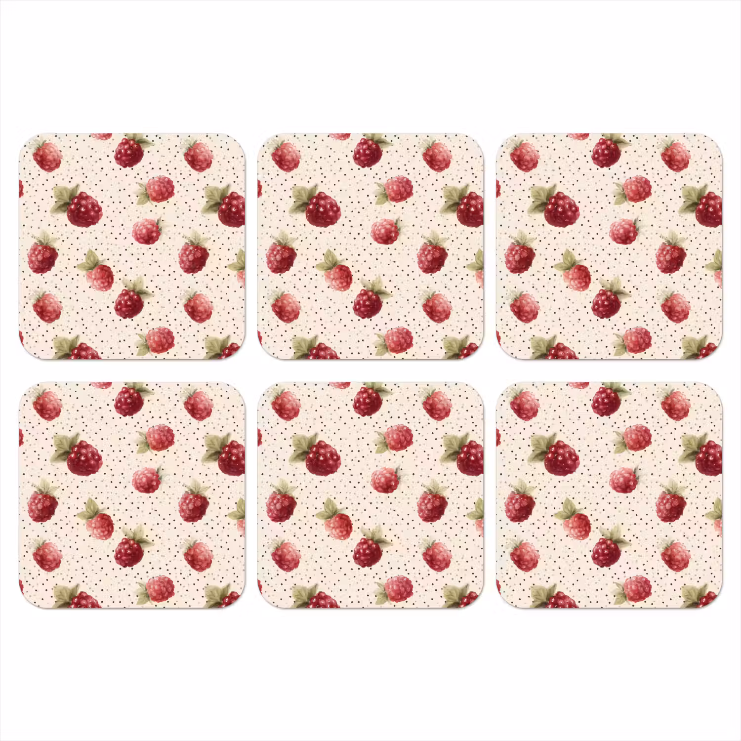 Framboos - Stippen - Rood onderzetter kurk middel 366 -3d