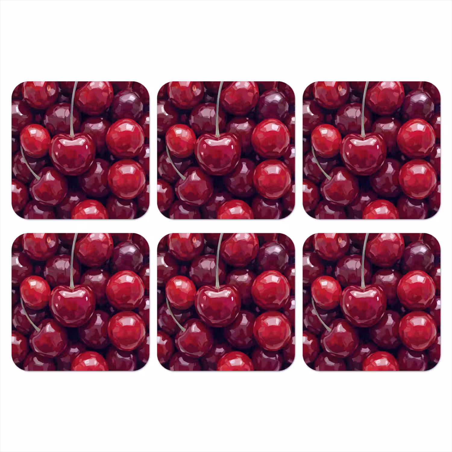 Fruit - Kersen - Eten - Modern - Rood onderzetter kurk middel -3d