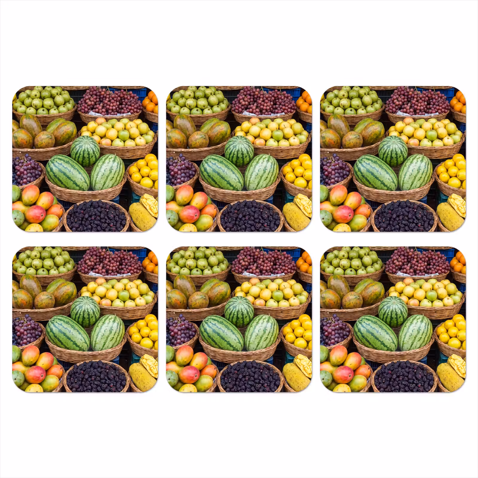 Onderzetter - Fruit - Markt - Kleurrijk - Fruit - Markt - Kleurrijk onderzetter kurk middel