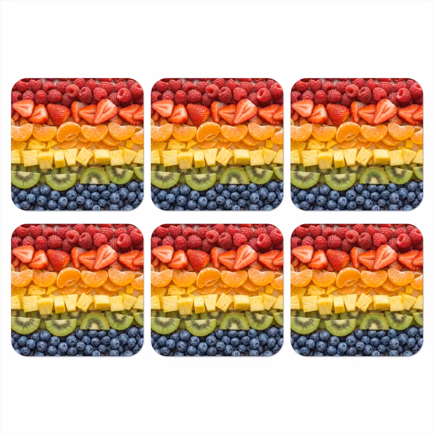 Fruit - Regenboog - Gezond - Kleurrijk onderzetter kurk middel -3d