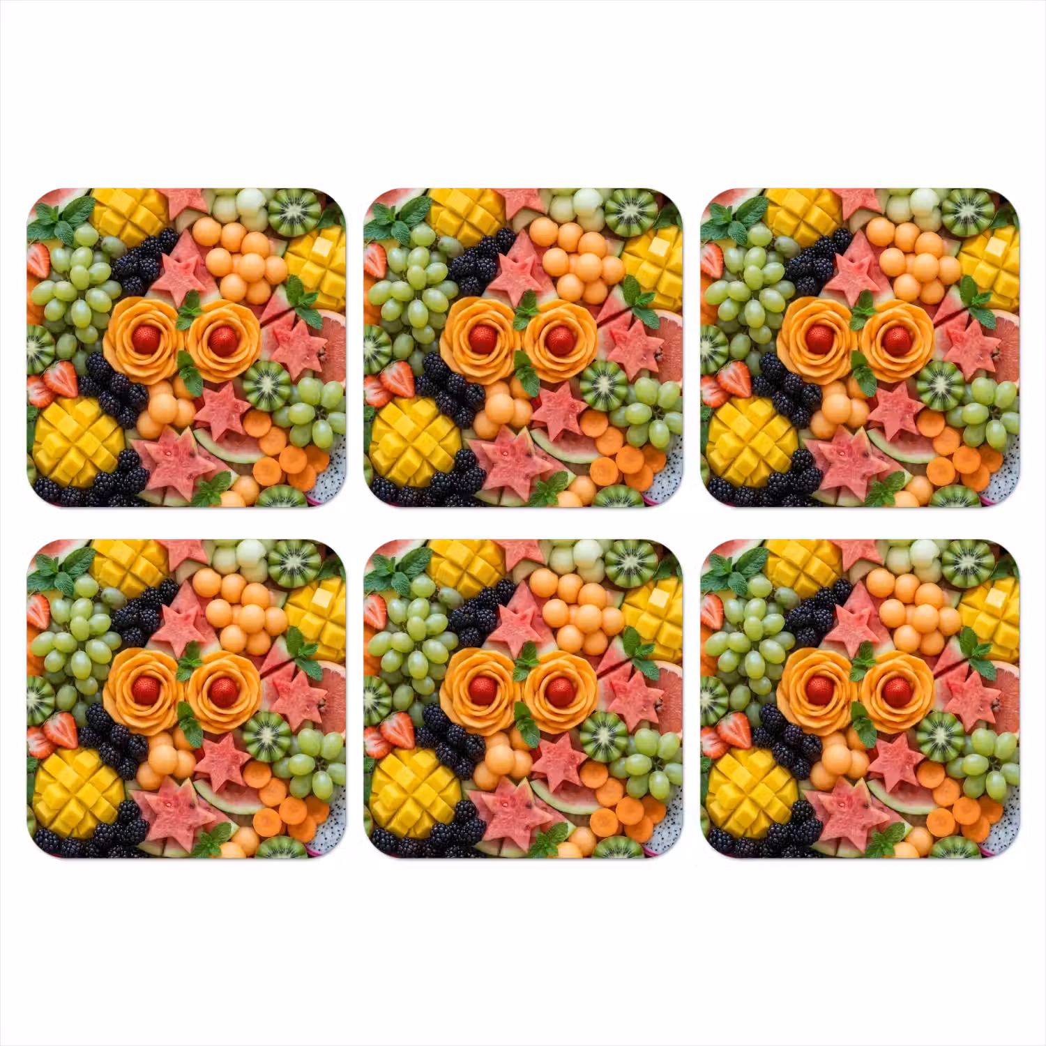 Fruit - Variatie - Kleurrijk - Vers - Eten onderzetter kurk middel -3d
