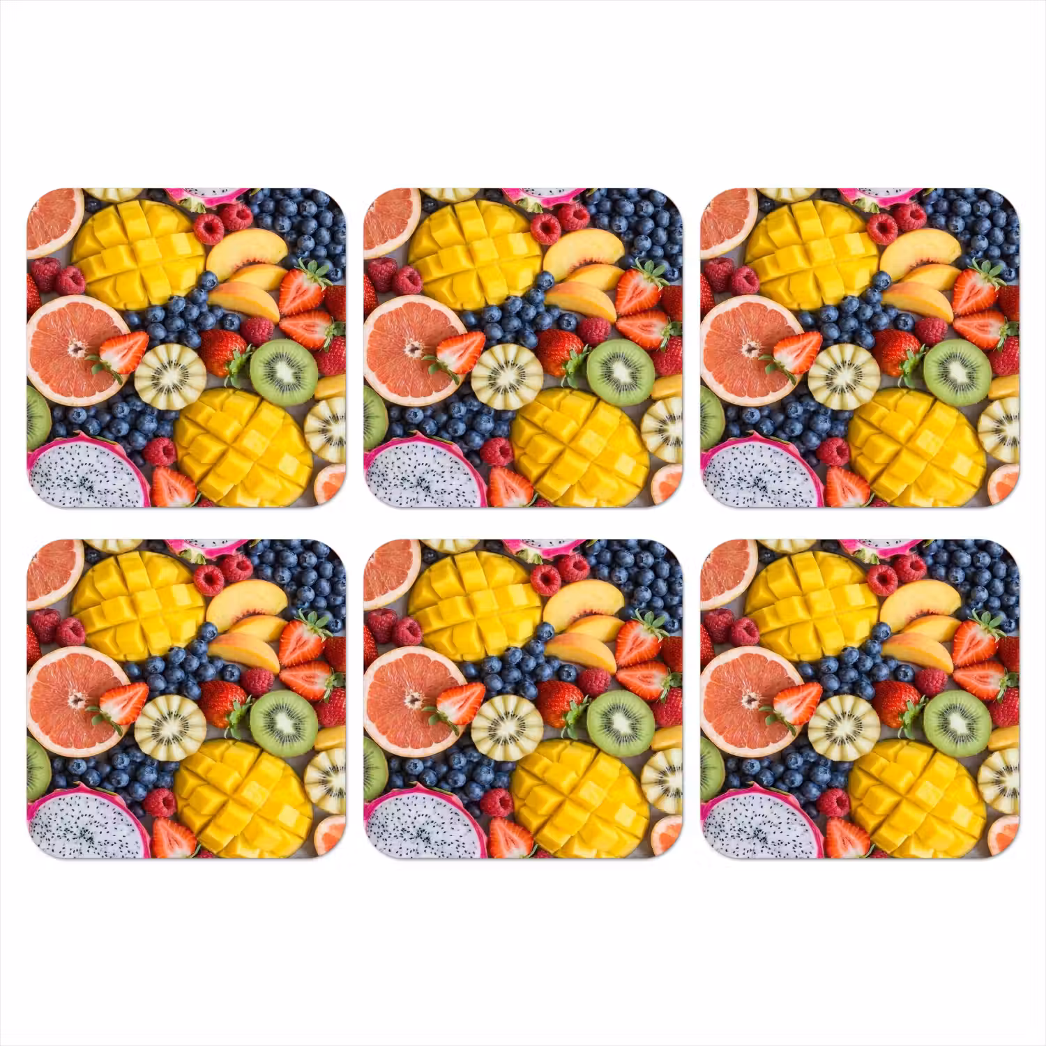 Fruit - Versneden - Kleurrijk - Eten - Gezond onderzetter kurk middel -3d