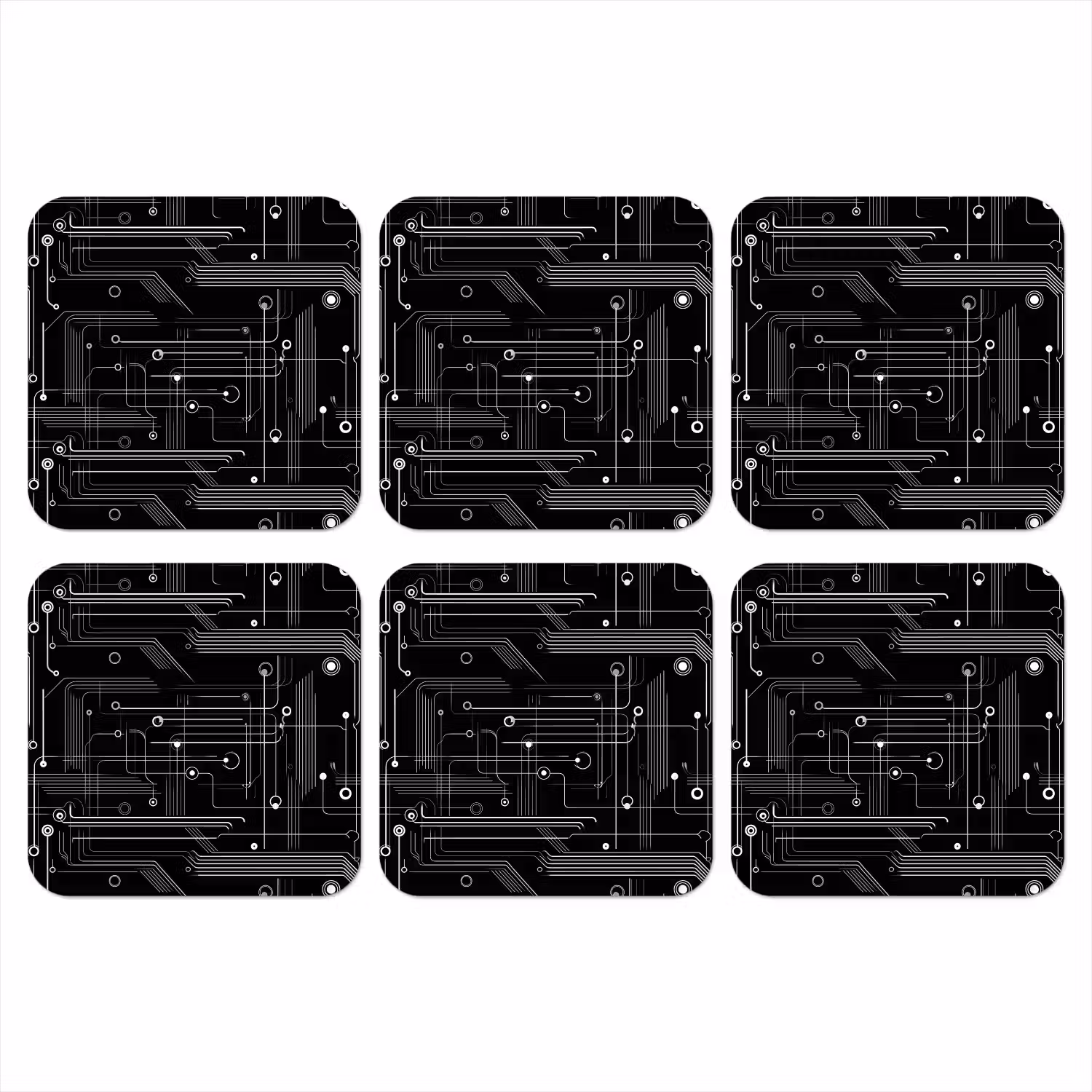Gaming - Abstract - Lijnen - Rondjes - Zwart onderzetter kurk middel -3d