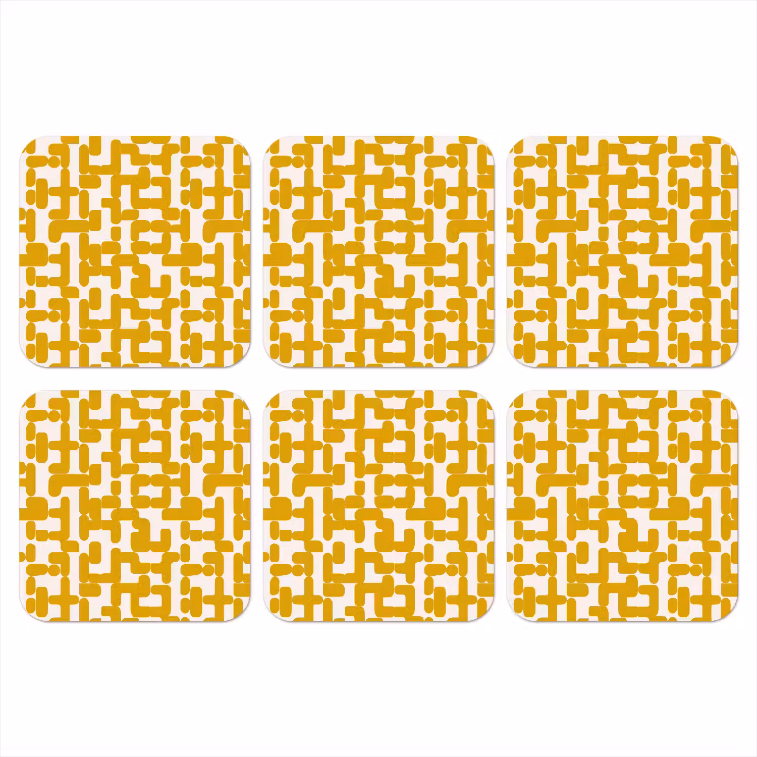 Geel - Beige - Patroon onderzetter kurk middel 366 -3d