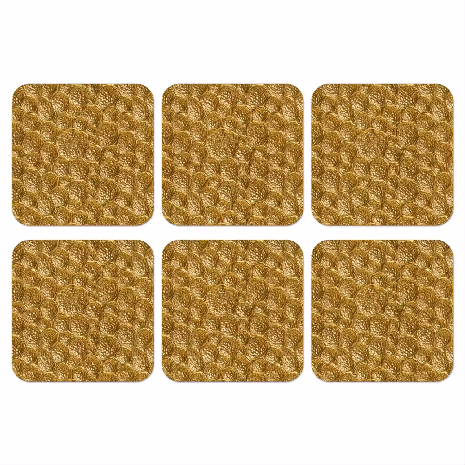 Gehamerd - Mozaïek - Antiek - Goud onderzetter kurk middel 366 -3d