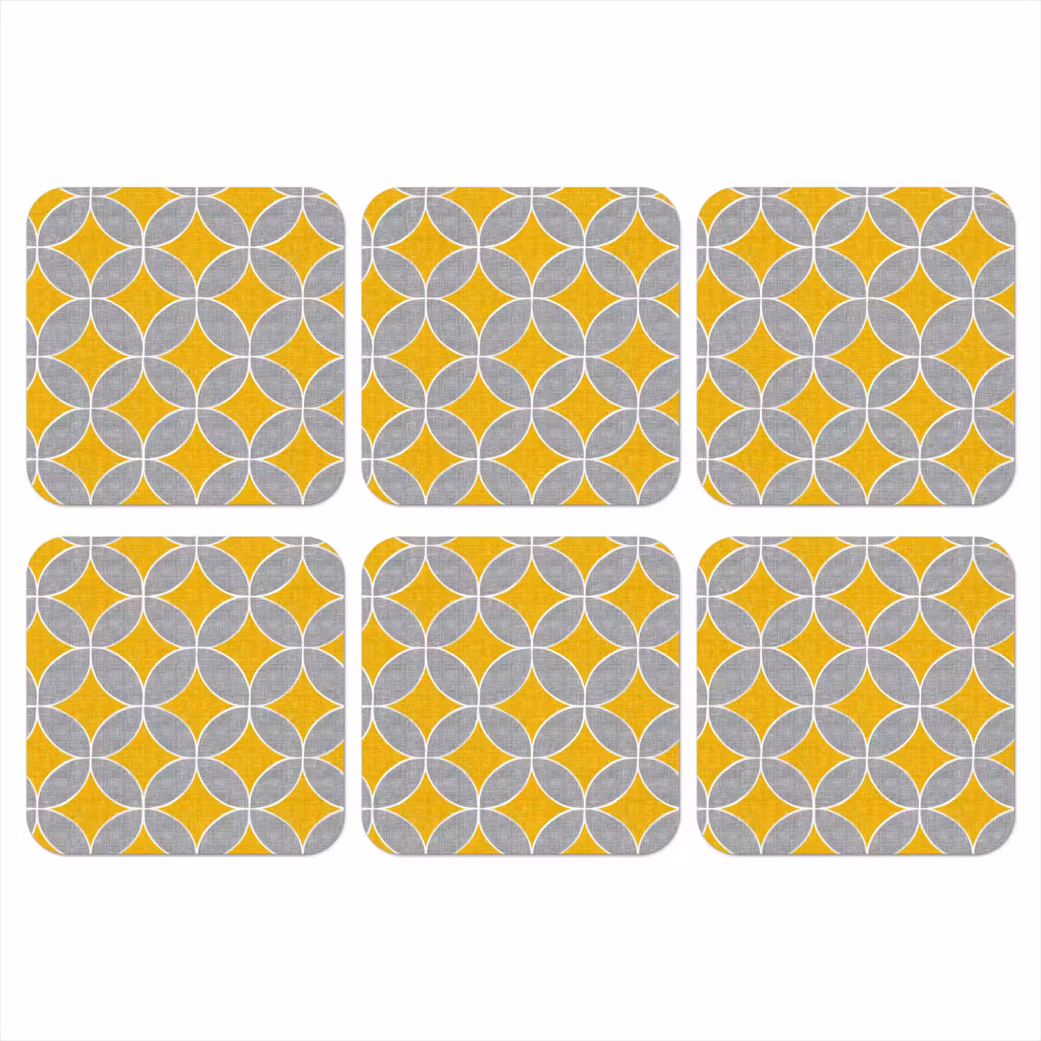 Geometrisch - Cirkels - Textuur - Grijs - Geel onderzetter kurk middel 366 -3d