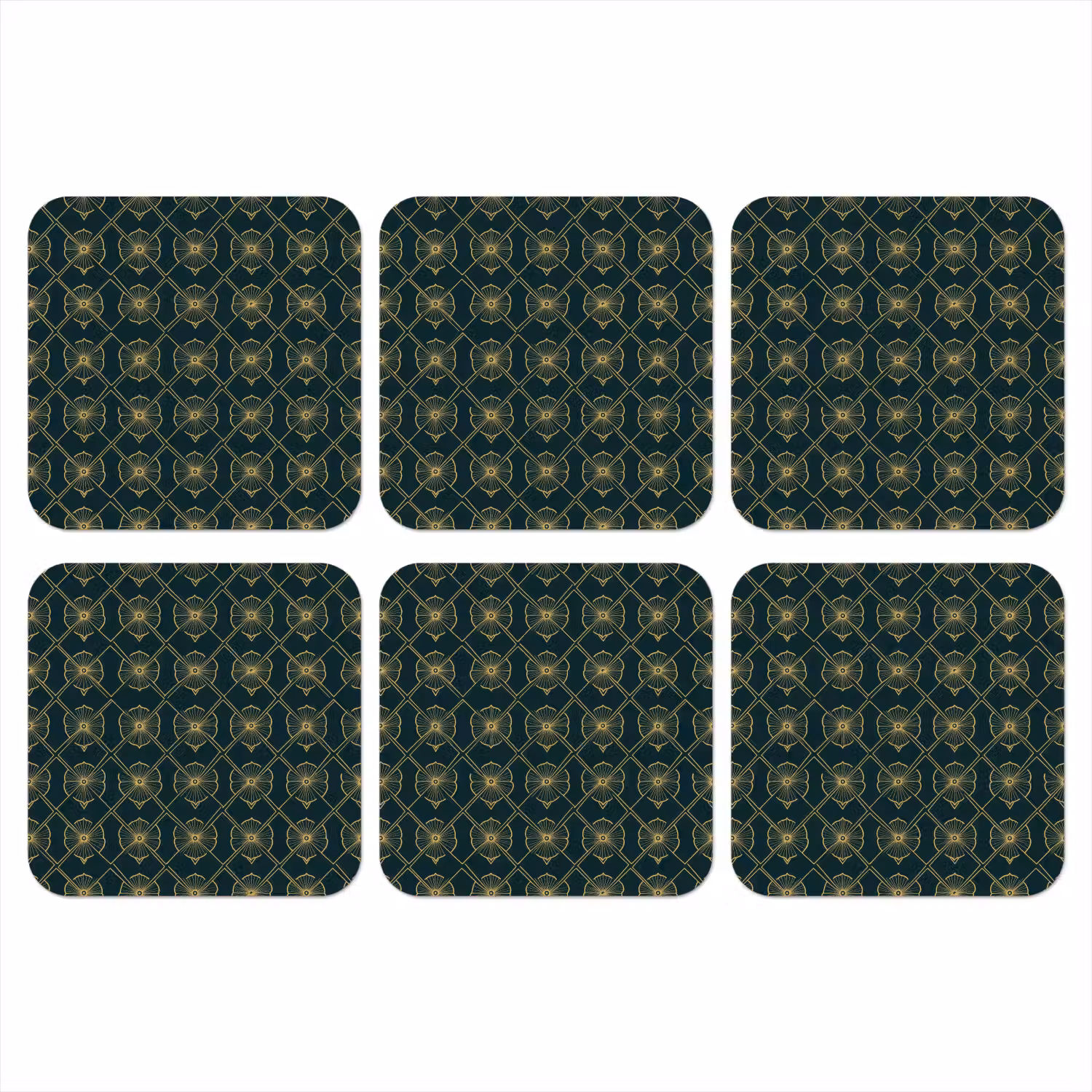 Geometrisch - Elegant - Groen onderzetter kurk middel 366 -3d