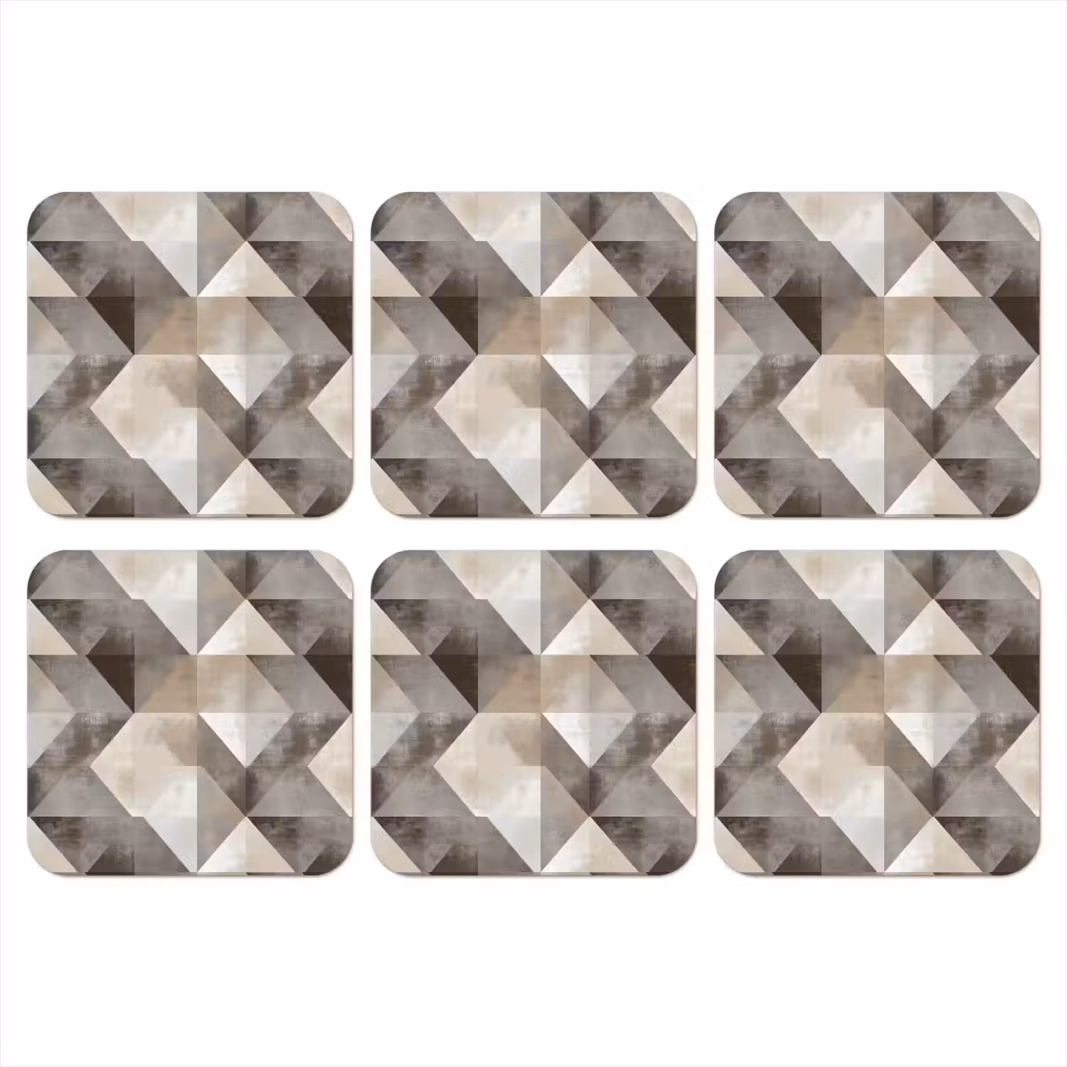 Geometrisch - Motief - Aardetinten onderzetter kurk middel 366 -3d