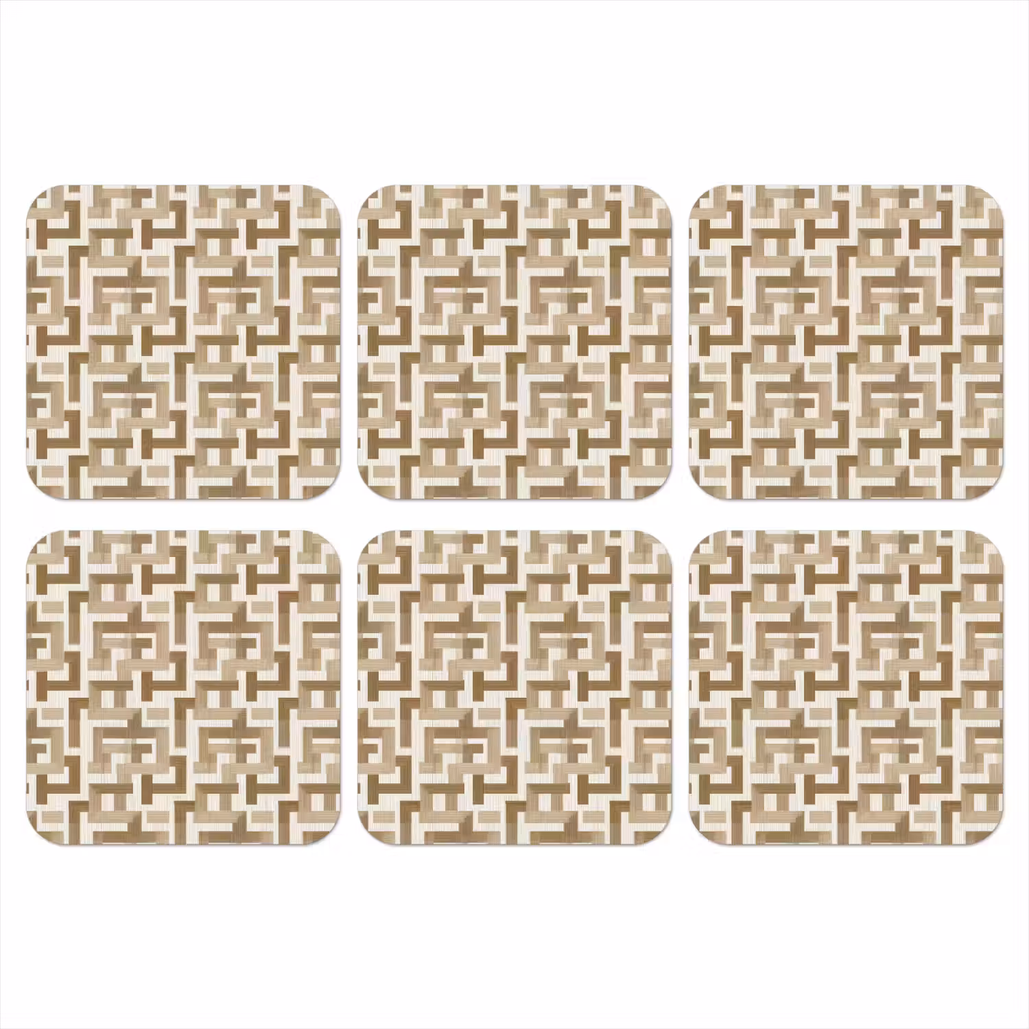 Geometrisch - Retro - Bruin onderzetter kurk middel 366 -3d