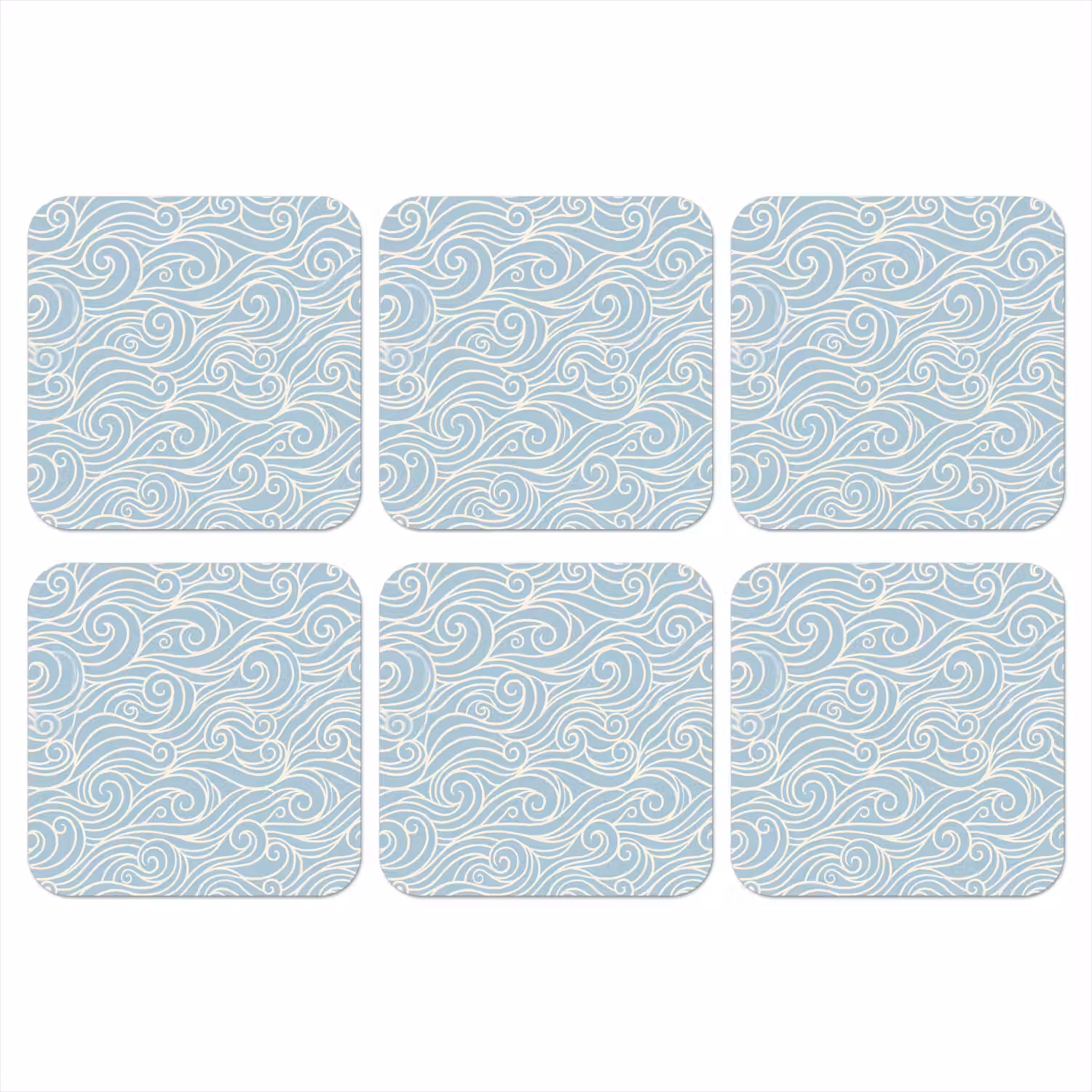 Golf - Abstract - Natuur - Modern - Blauw onderzetter kurk middel -3d