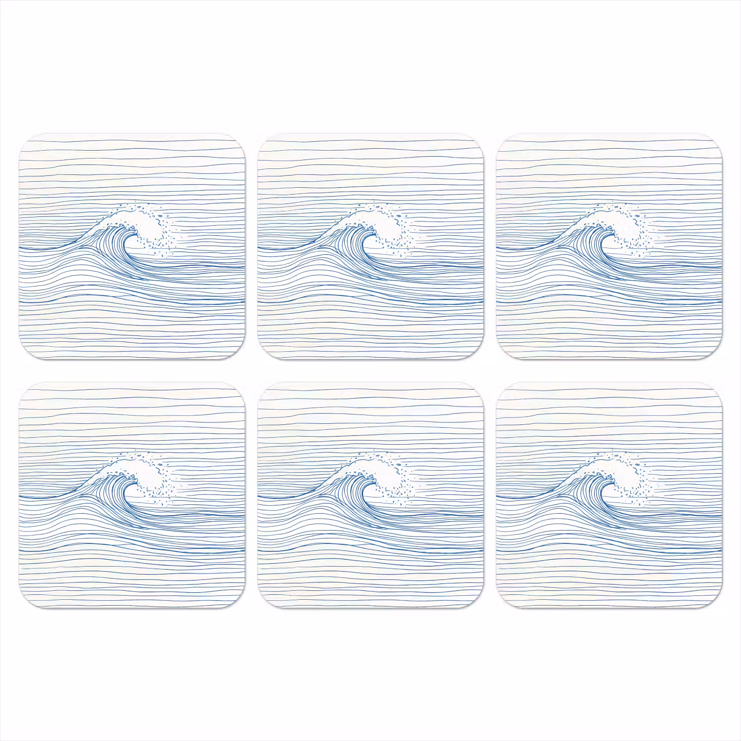 Golf - Brekende - Natuur - Minimalistisch - Blauw onderzetter kurk middel -3d