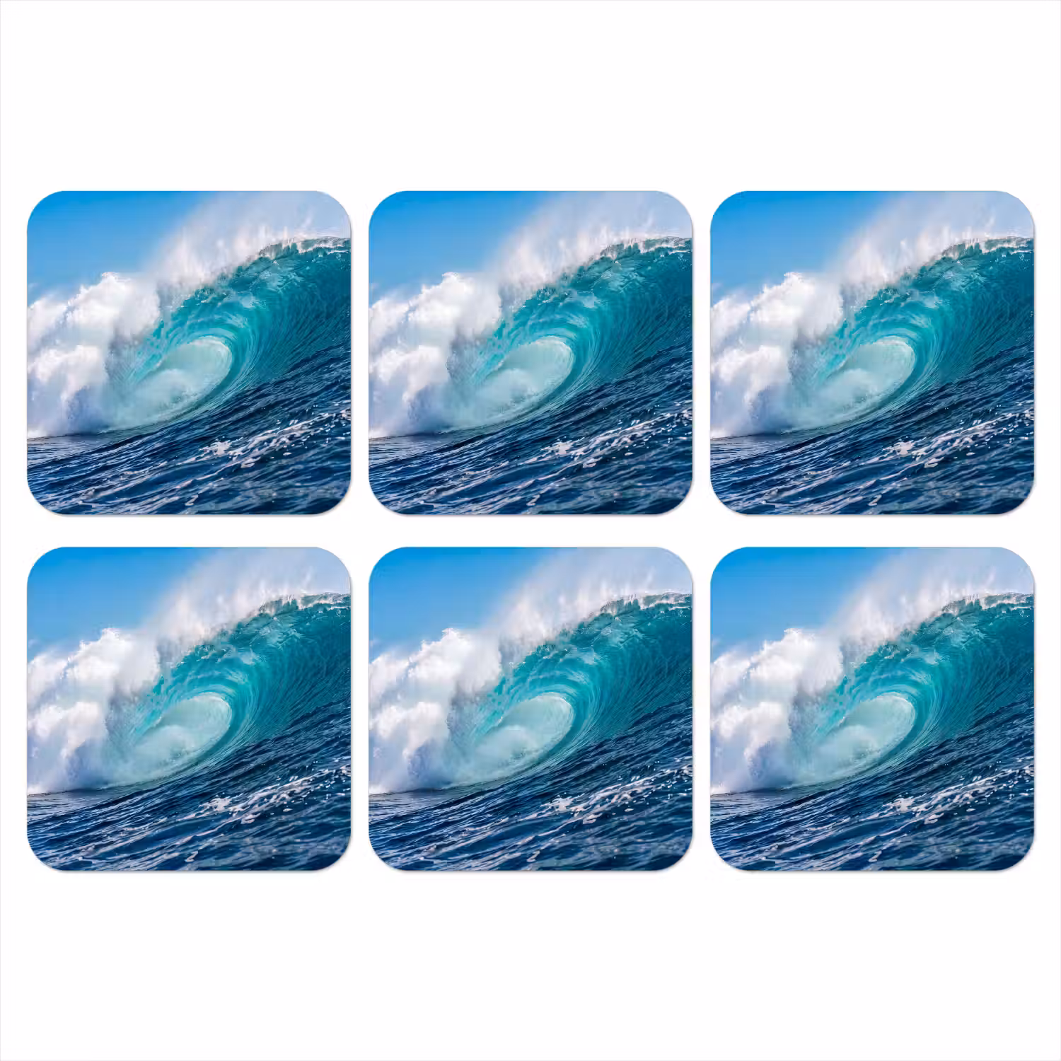 Golf - Oceaan - Water - Dynamisch - Blauw onderzetter kurk middel -3d