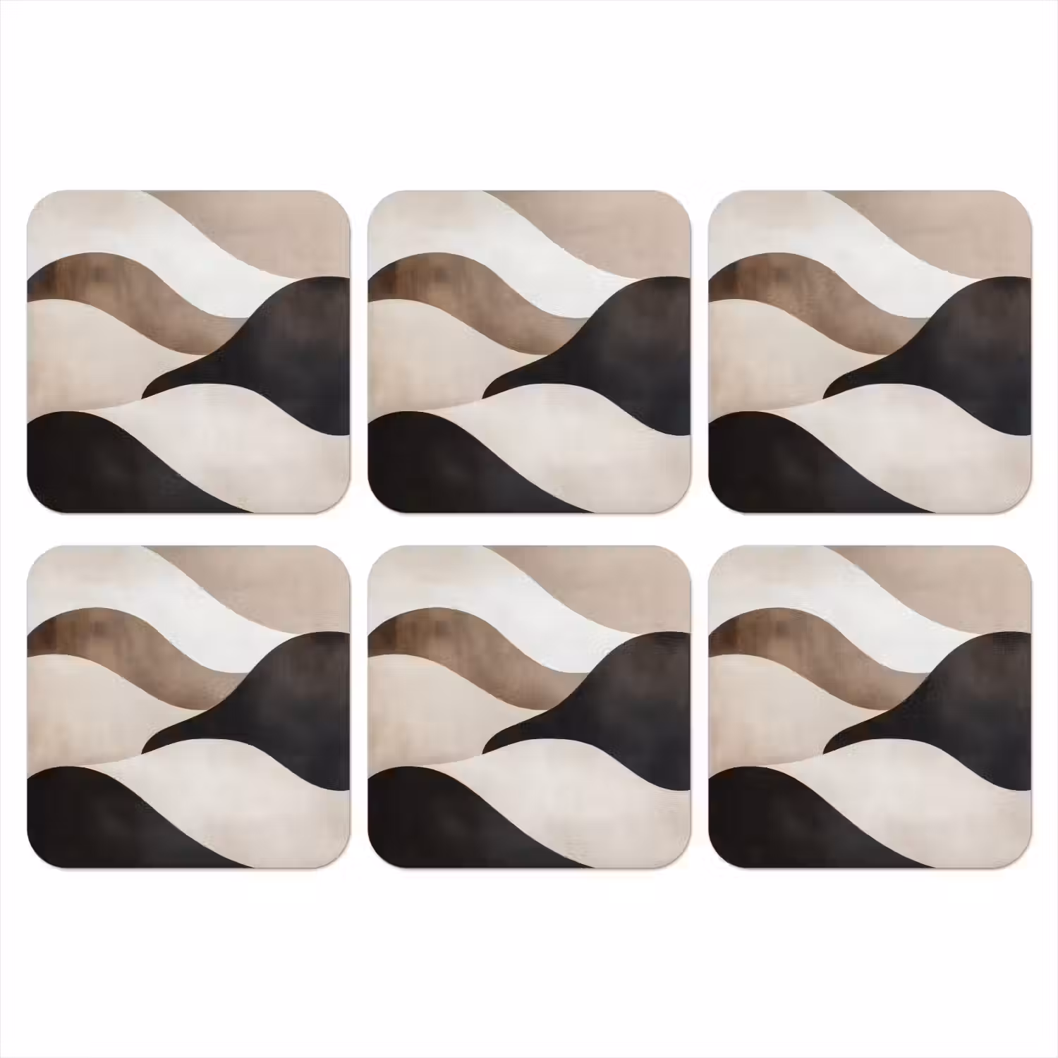 Golven - Abstract - Beige onderzetter kurk middel -3d