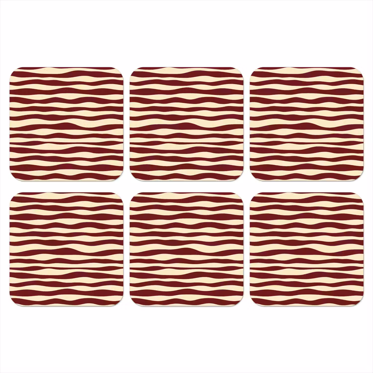 Golven - Rood - Patroon - Crème onderzetter kurk middel 366 -3d