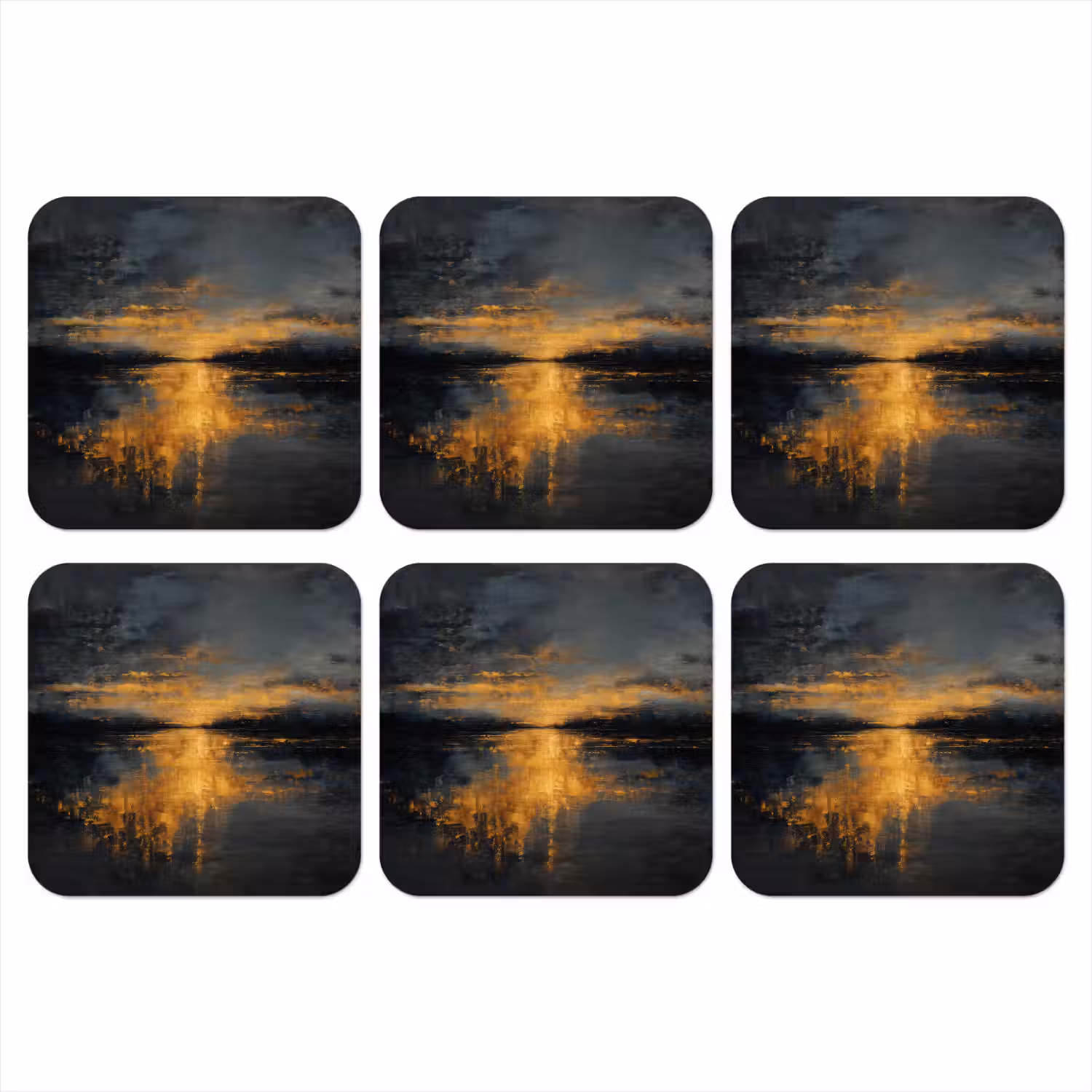 Gouden Reflectie op Water onderzetter kurk middel -3d