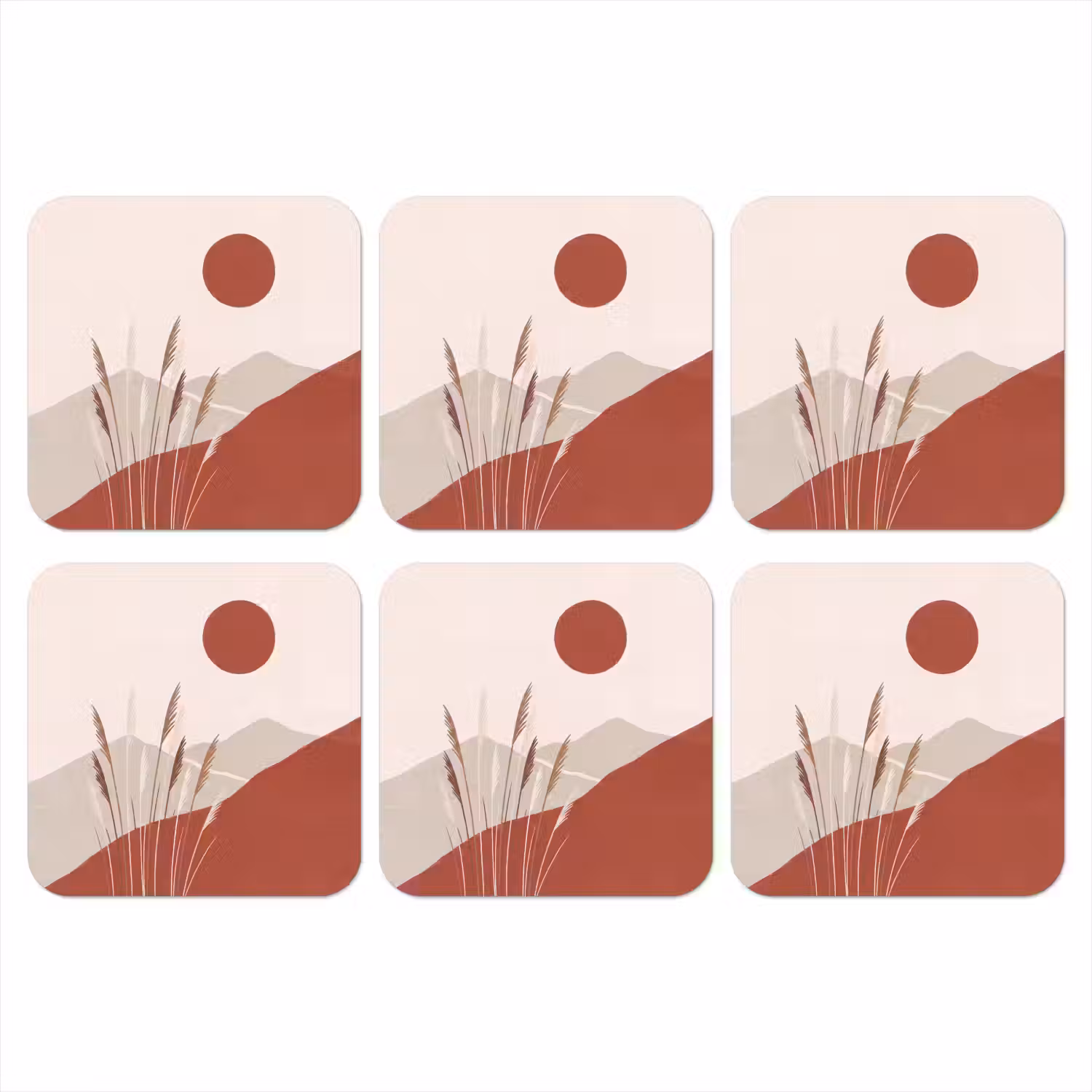 Gras - Landschap - Natuur - Abstract - Beige onderzetter kurk middel -3d