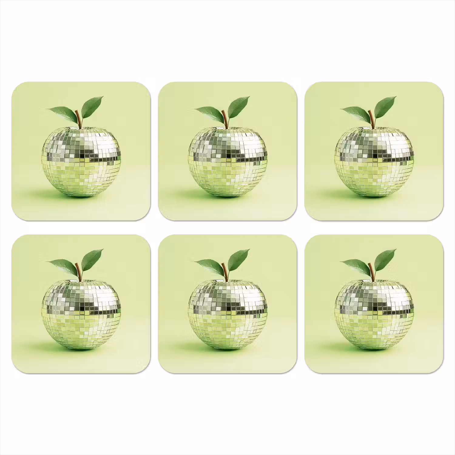 Groen - Disco - Decoratie - Appel onderzetter kurk middel -3d