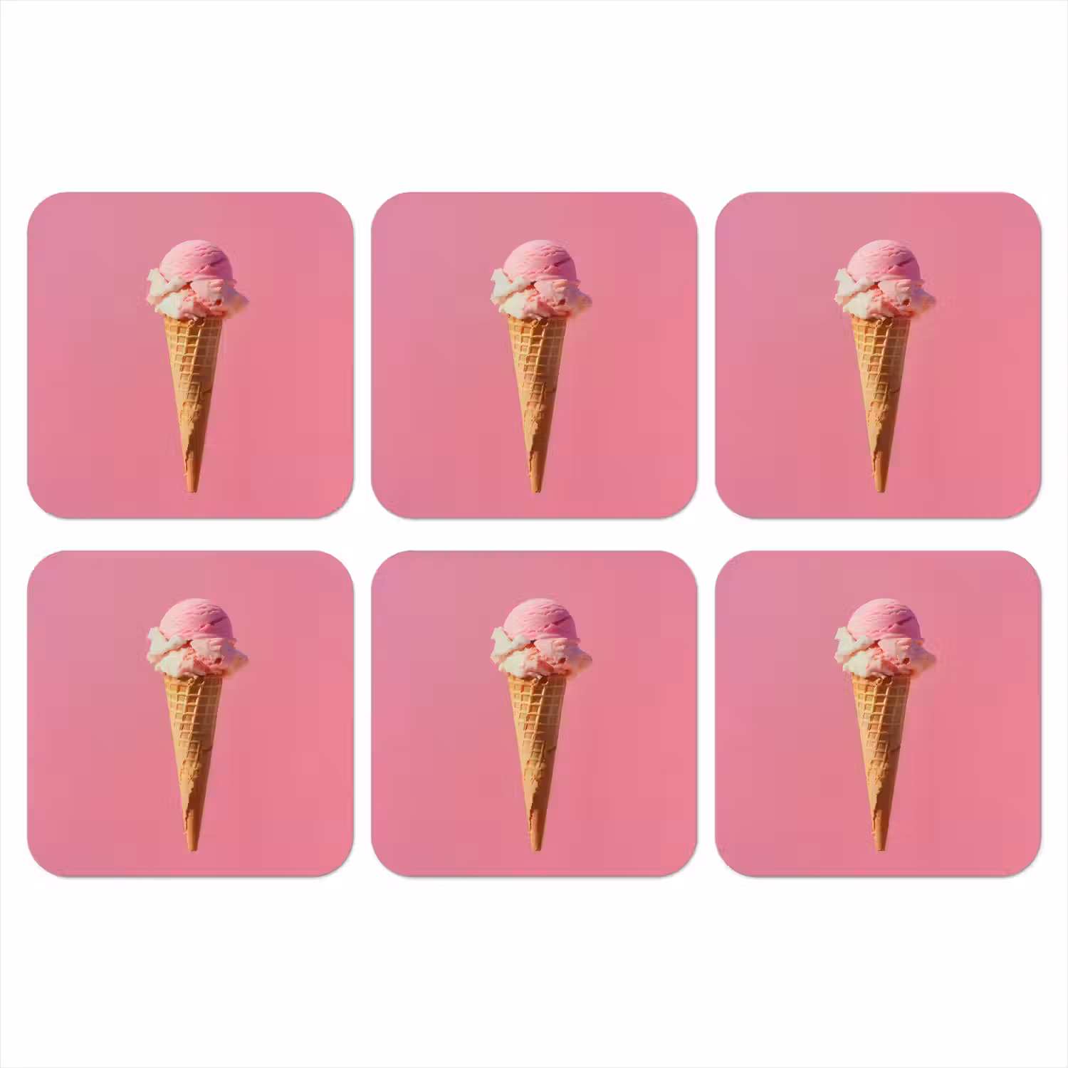 Hoorntje - Schepijs - Roze onderzetter kurk middel -3d