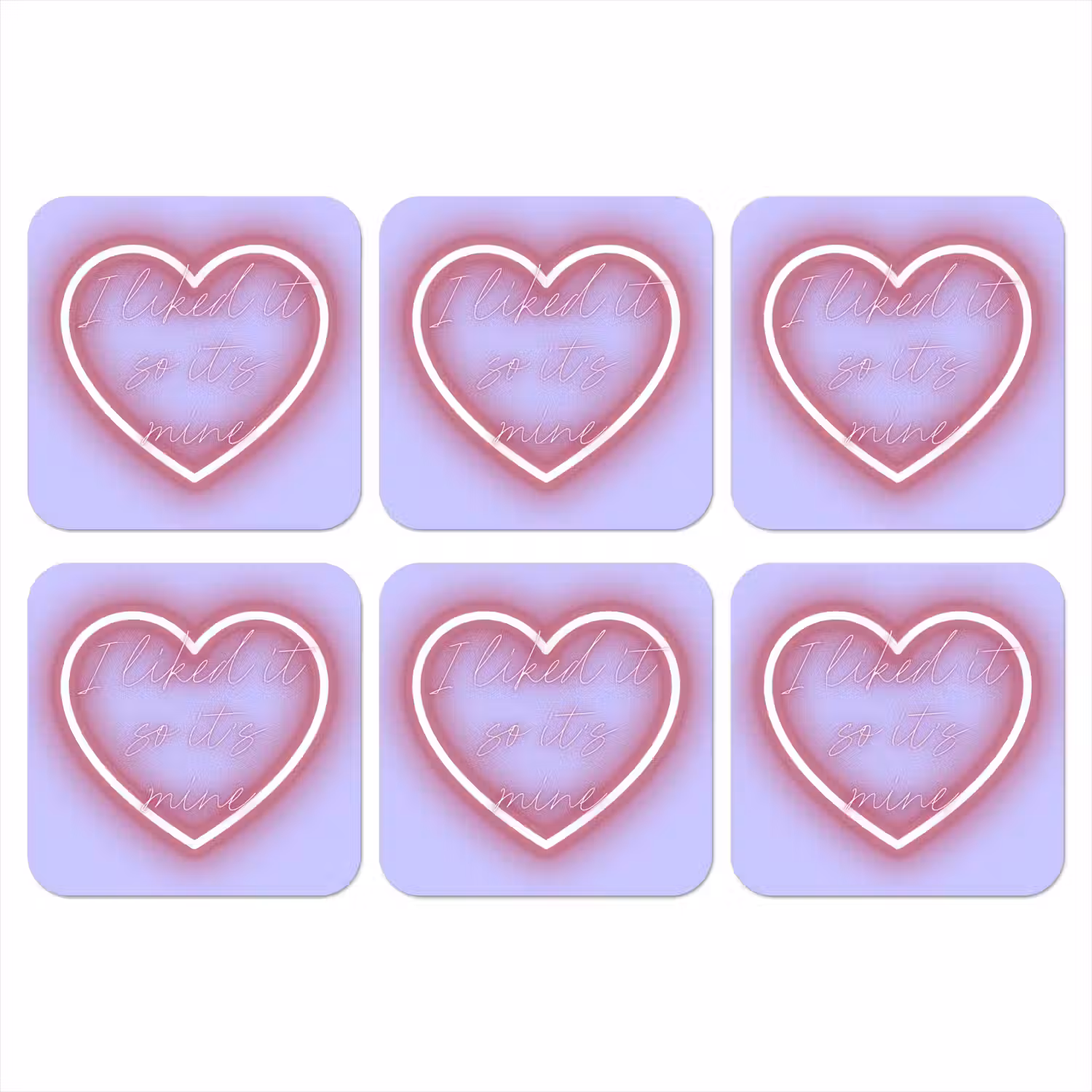 I liked it so it's mine - Neon hart - Paars onderzetter kurk middel -3d
