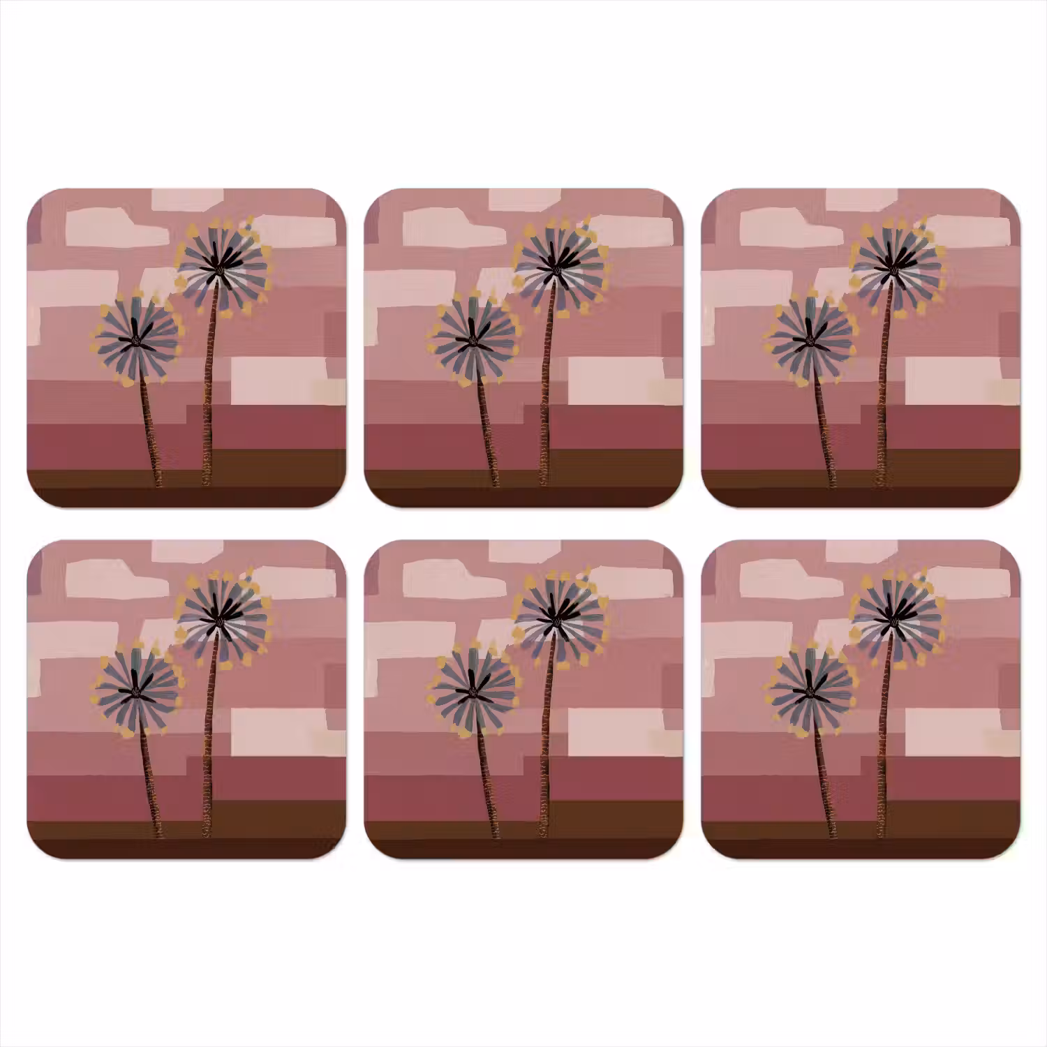 Illustratie - Bloemen - Vlakken - Abstract onderzetter kurk middel -3d