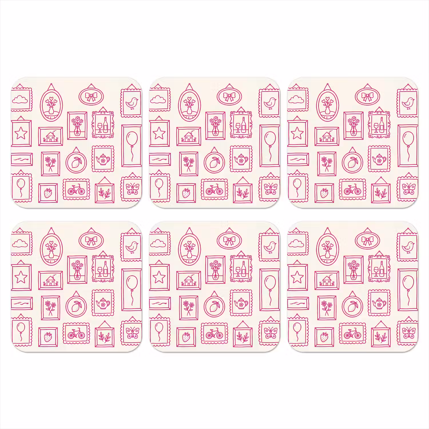 Illustratie - Collectie - Kunst - Minimalistisch - Roze onderzetter kurk middel -3d