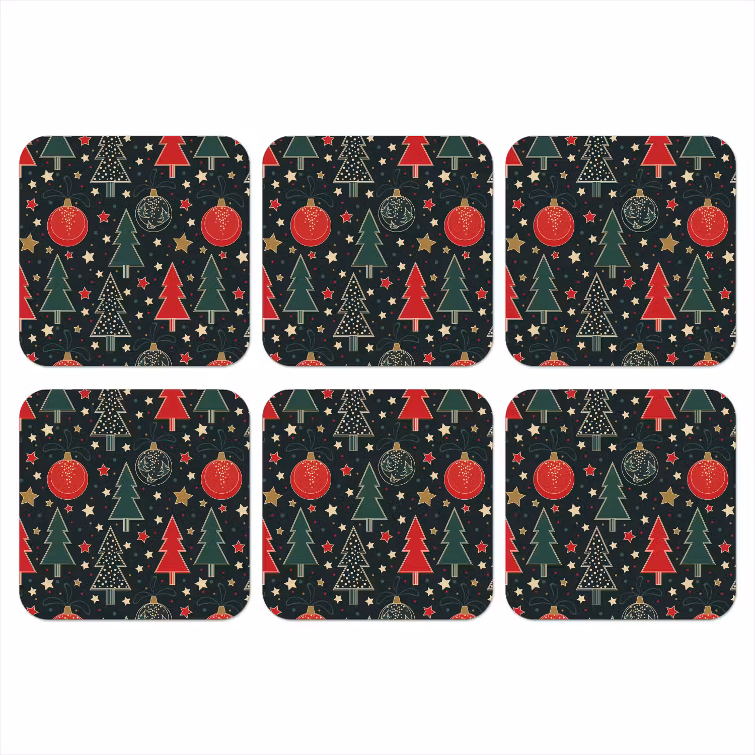 Illustratie - Kerst - Sterren - Groen onderzetter kurk middel 366 -3d