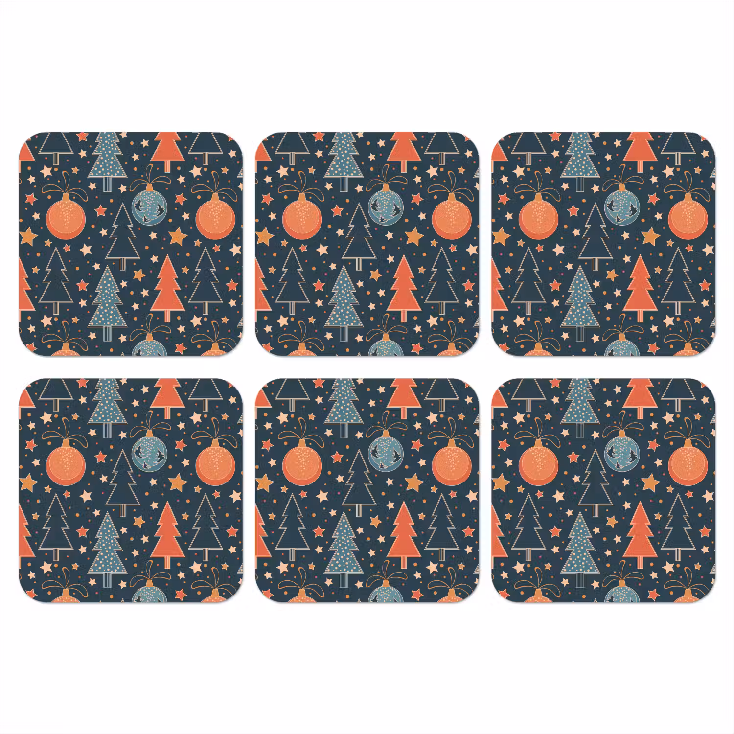 Illustratie - Kerst - Symbolen - Blauw onderzetter kurk middel 366 -3d
