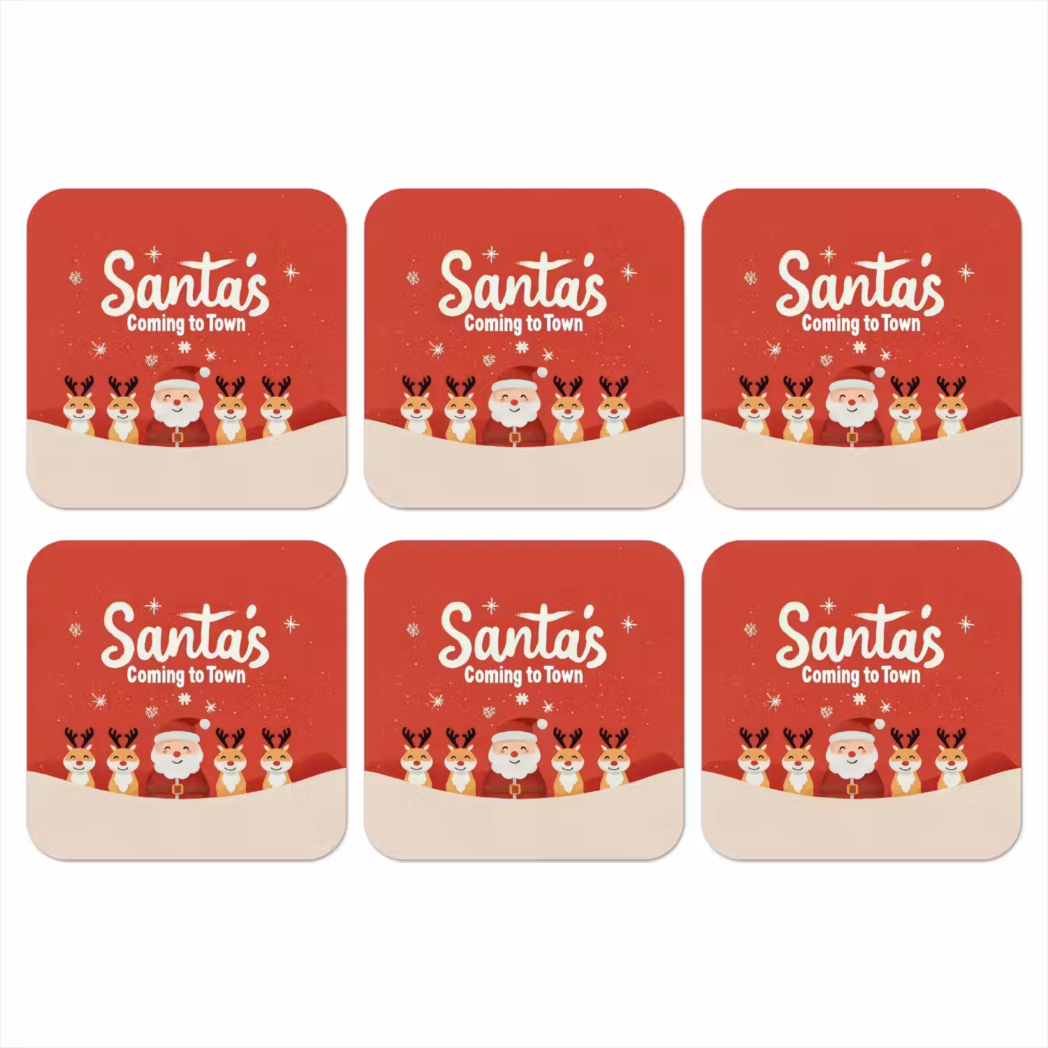 Illustratie - Kerstman - Rendieren - Rood onderzetter kurk middel -3d