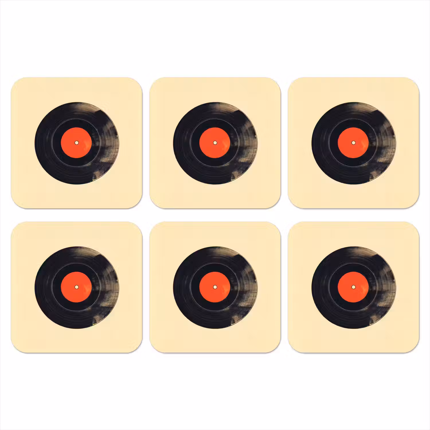 Illustratie - Vinylplaat - Beige - Vintage onderzetter kurk middel -3d