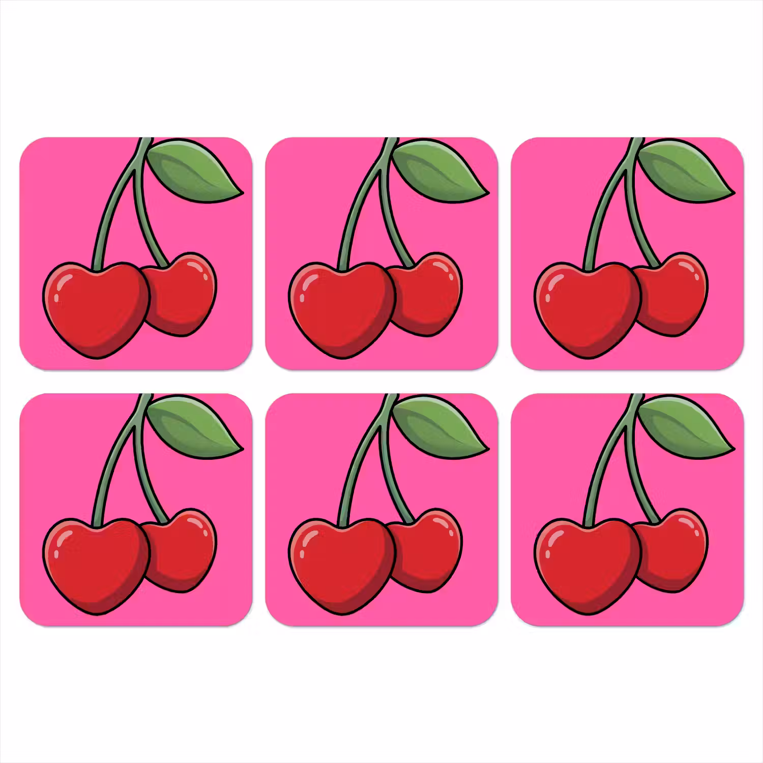 Kers - Roze - Fruit onderzetter kurk middel -3d