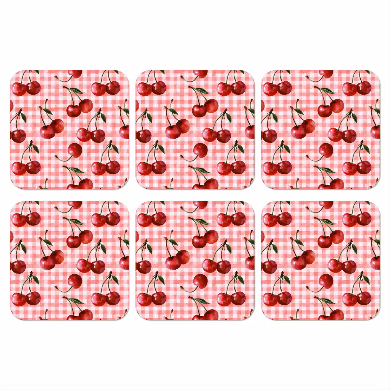 Kersen - Blokken - Rood onderzetter kurk middel 366 -3d
