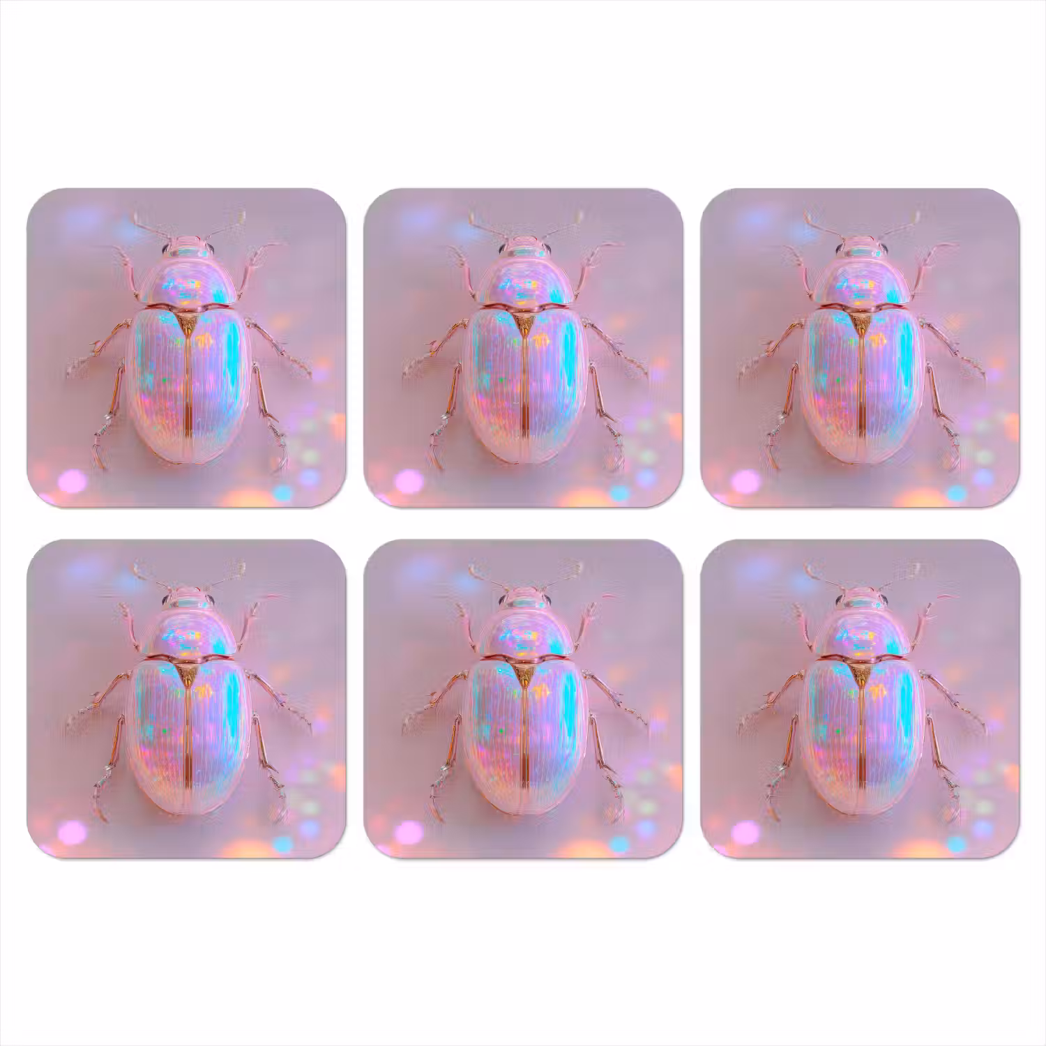 Kever - Metallic - Lichteffect - Roze onderzetter kurk middel -3d