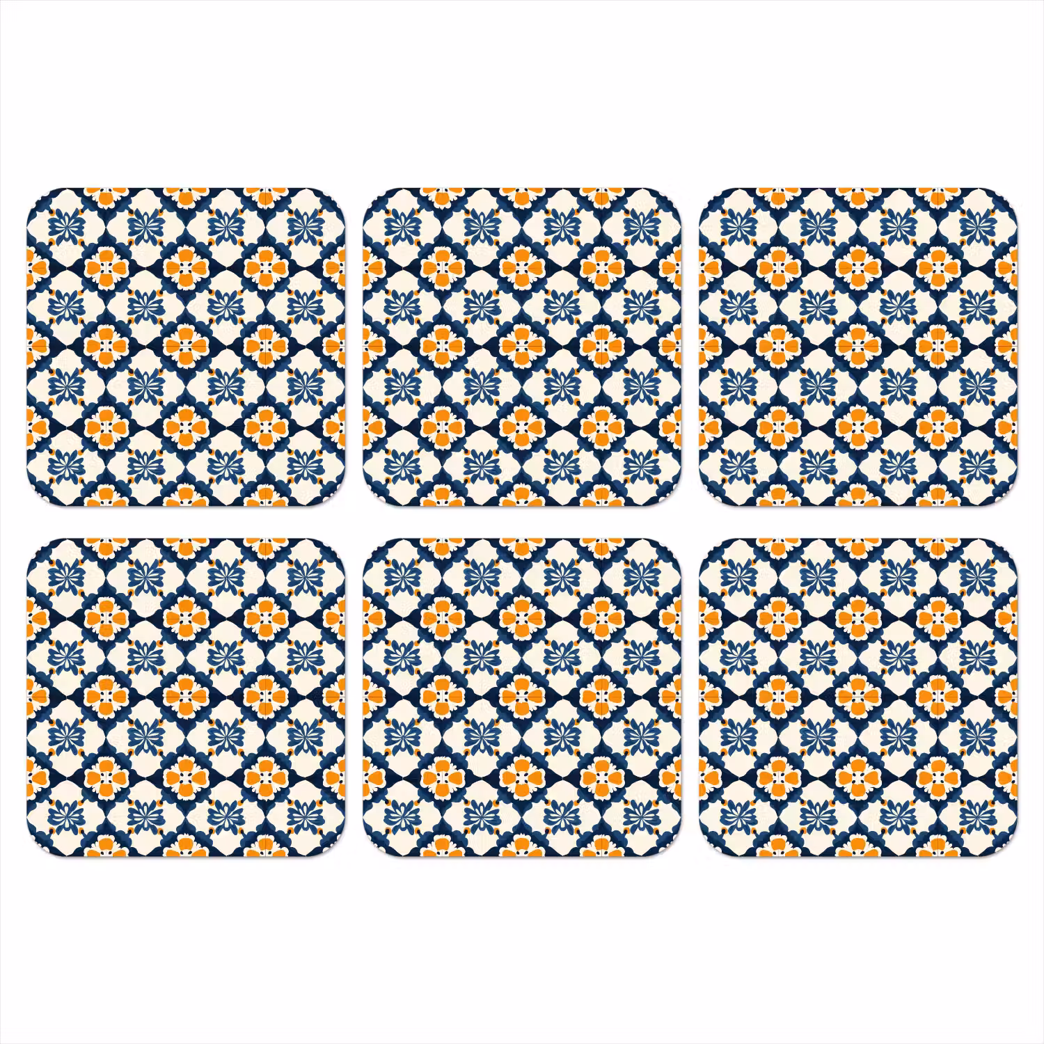 Klassiek - Geometrisch - Blauw onderzetter kurk middel 366 -3d