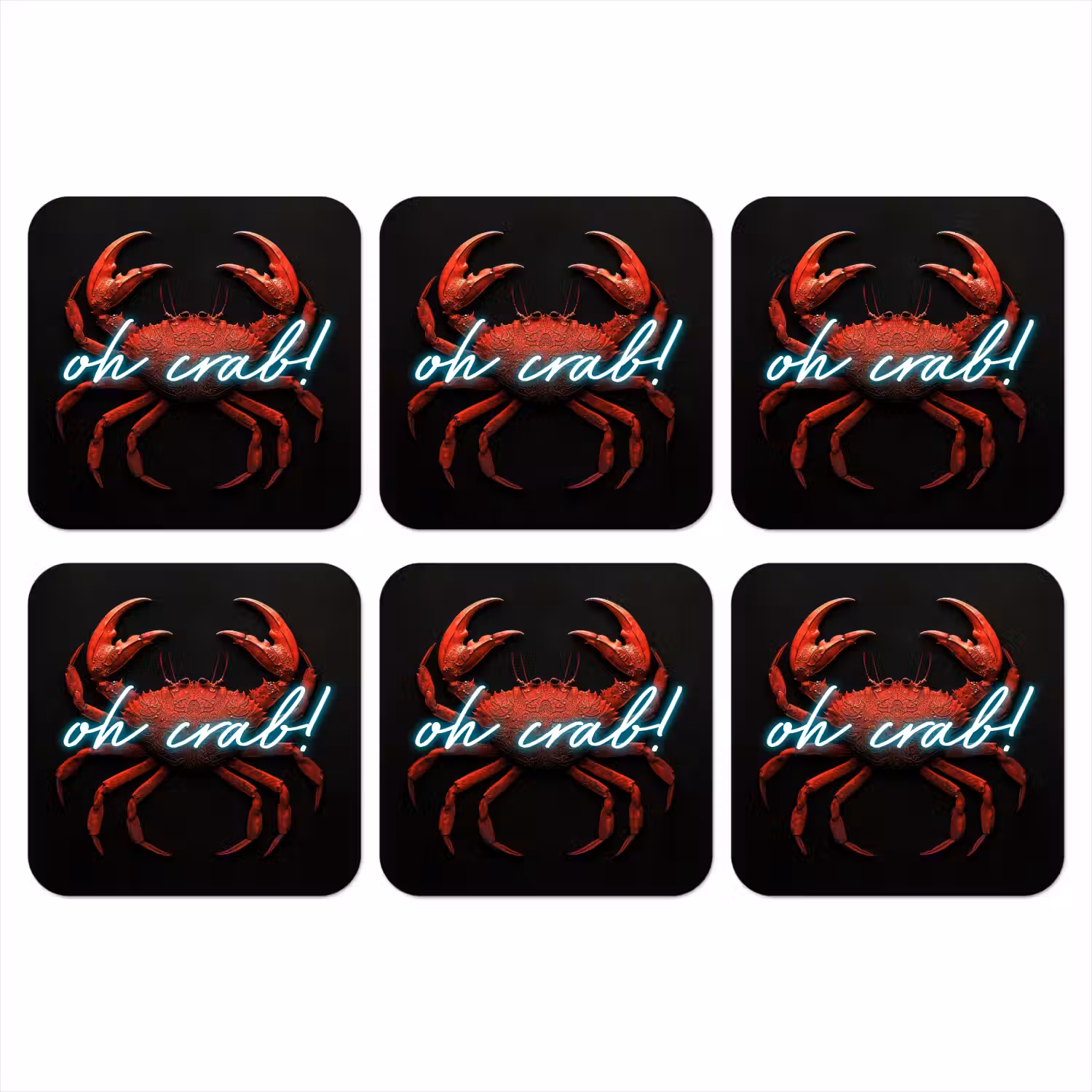 Krab - Rood - Neon - Quote onderzetter kurk middel -3d