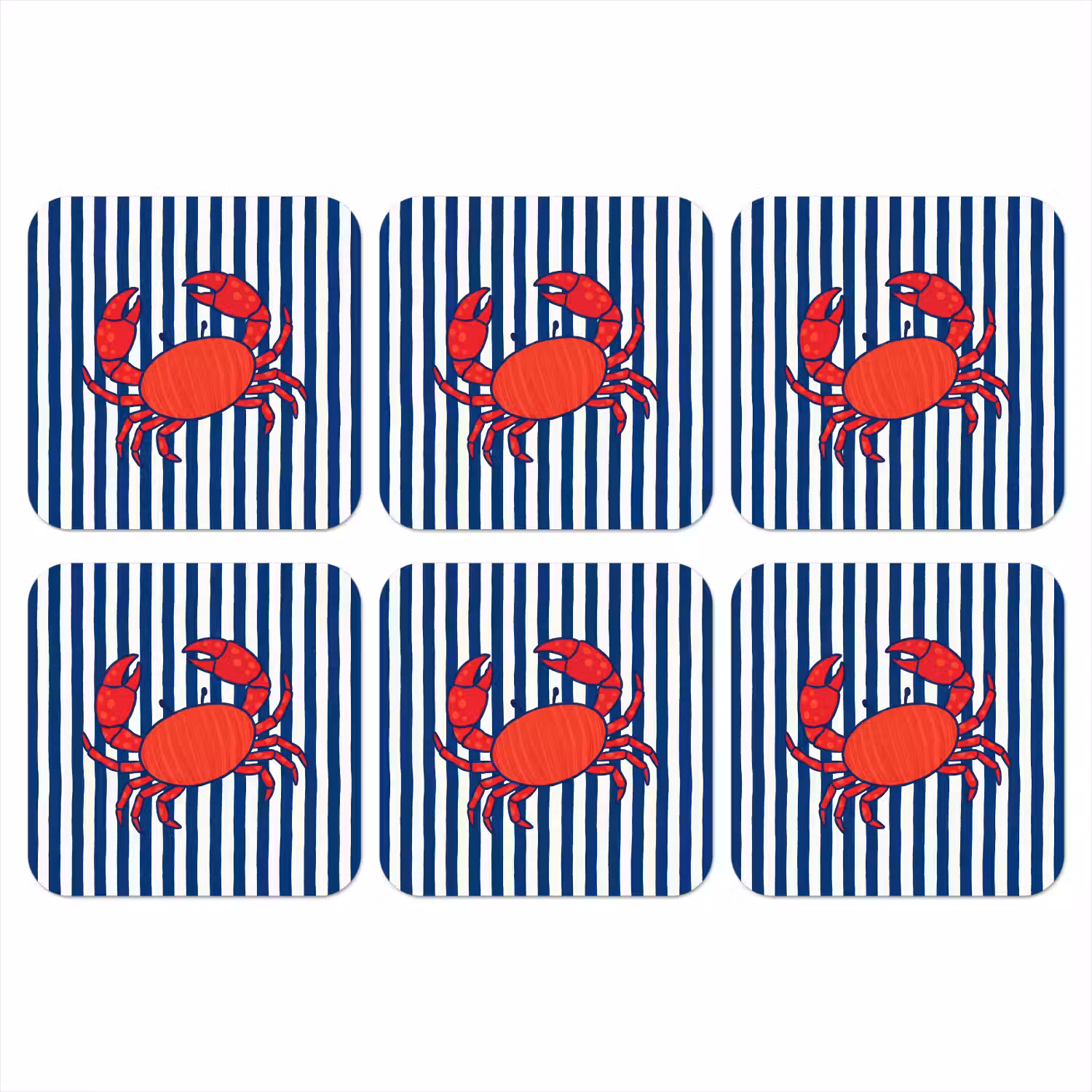 Krab - Strepen - Zeeleven - Illustratie - Rood onderzetter kurk middel -3d