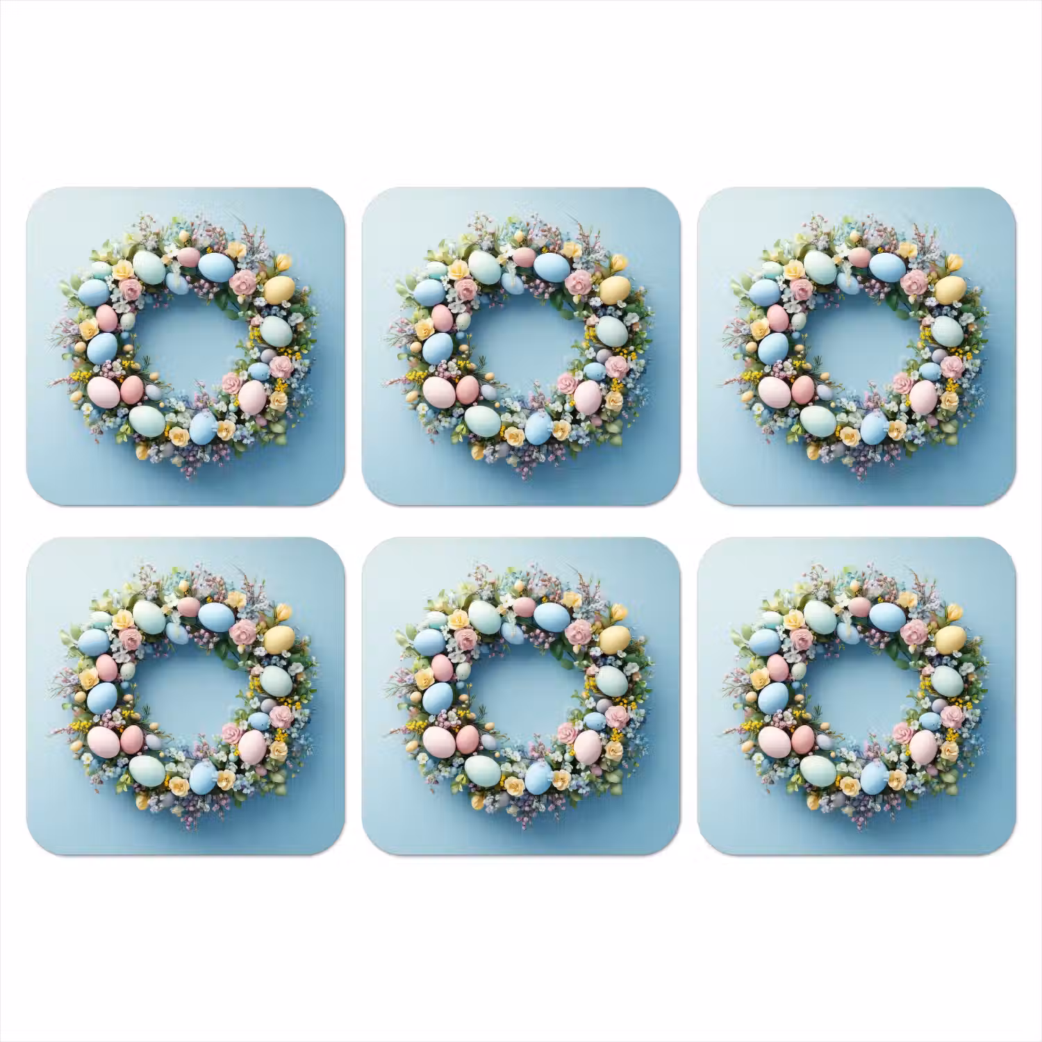 Krans - Eieren - Bloemen onderzetter kurk middel -3d